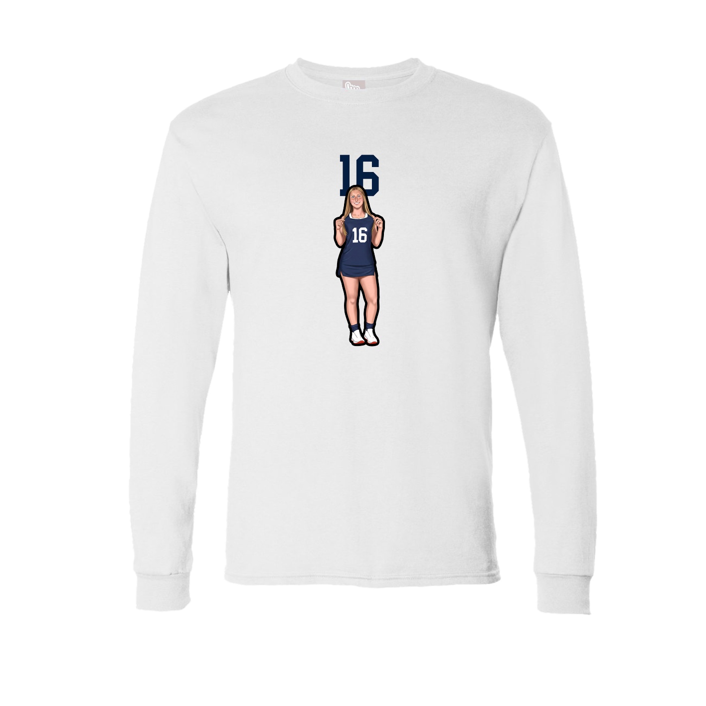 Long Sleeve Tee — Number Top in White