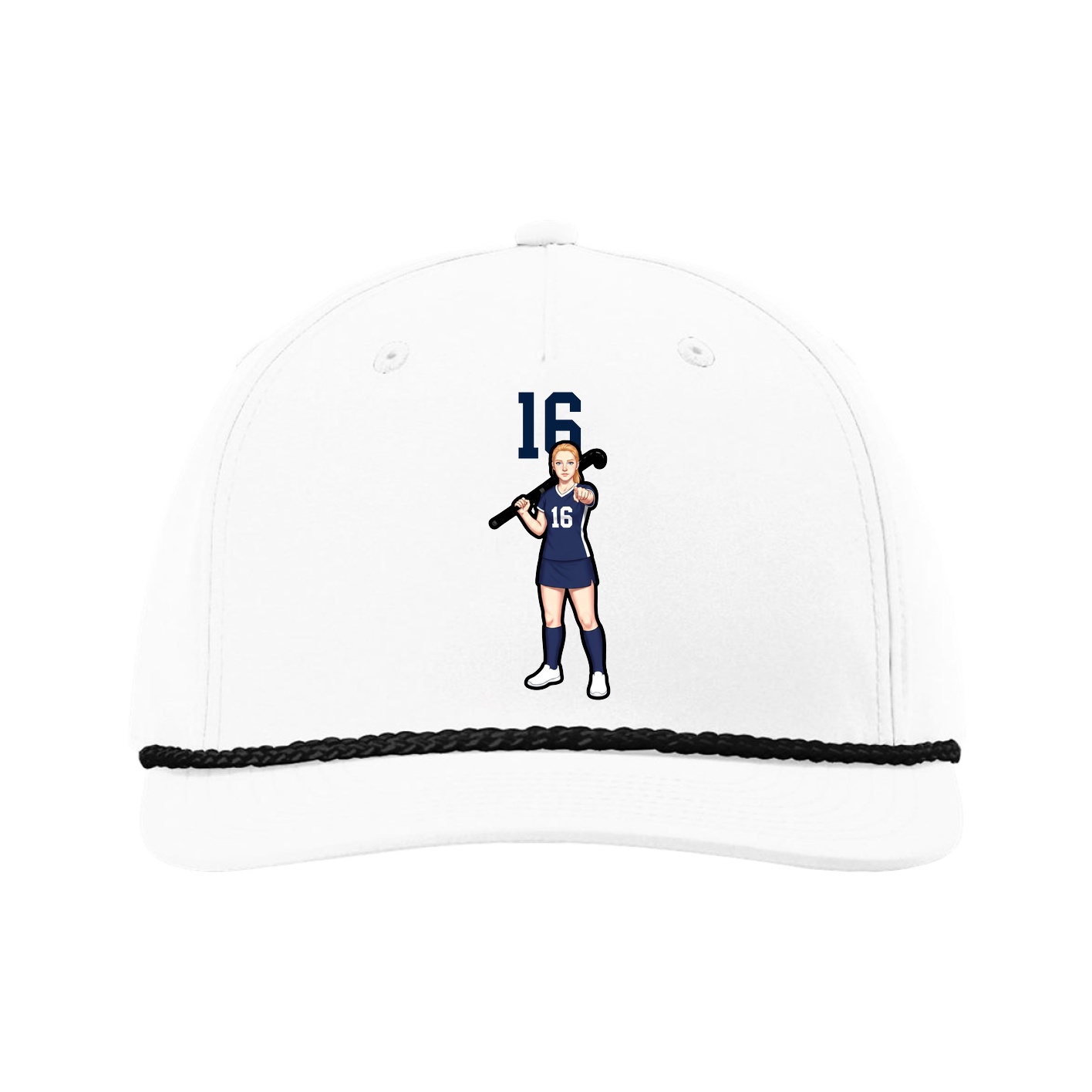 Five-Panel Classic Rope Cap — Number Top in White
