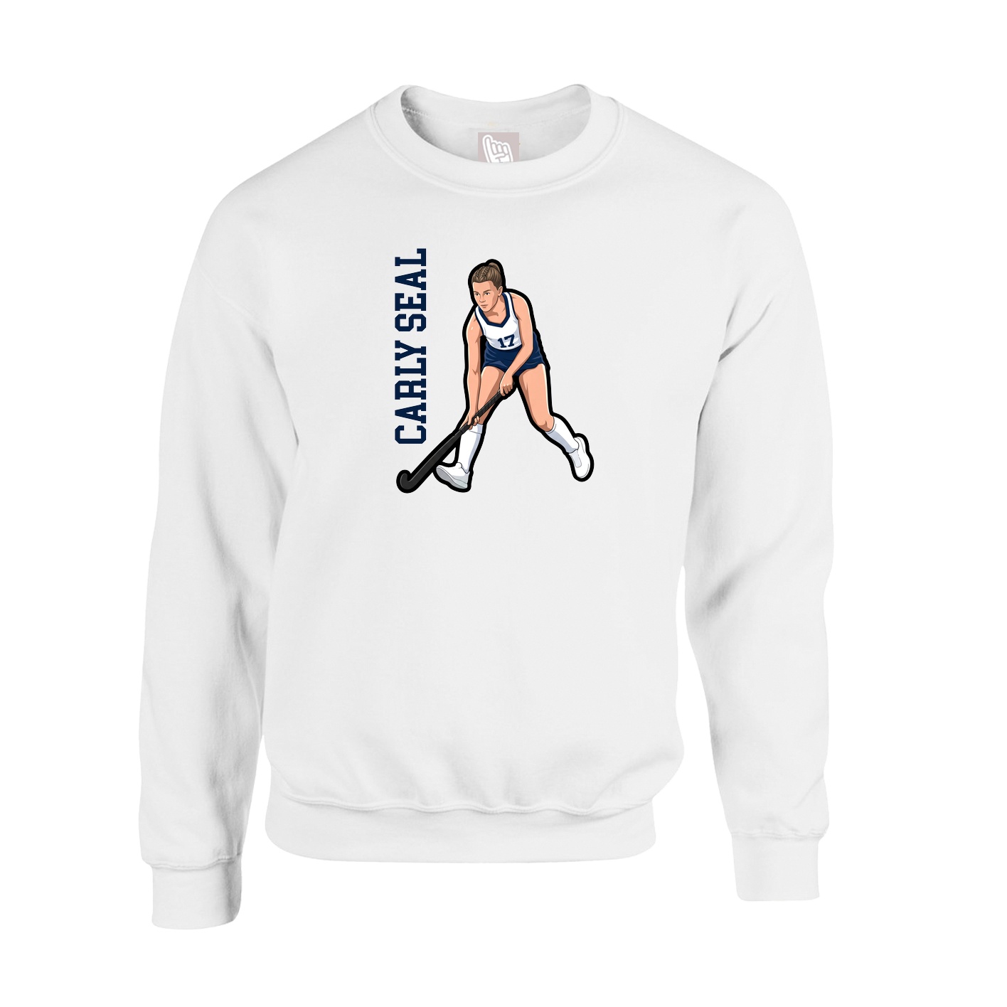 Fleece Crew — Name Vertical in White