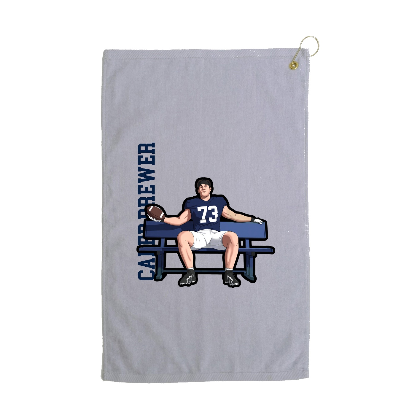 Golf Towel — Name Vertical in Grey