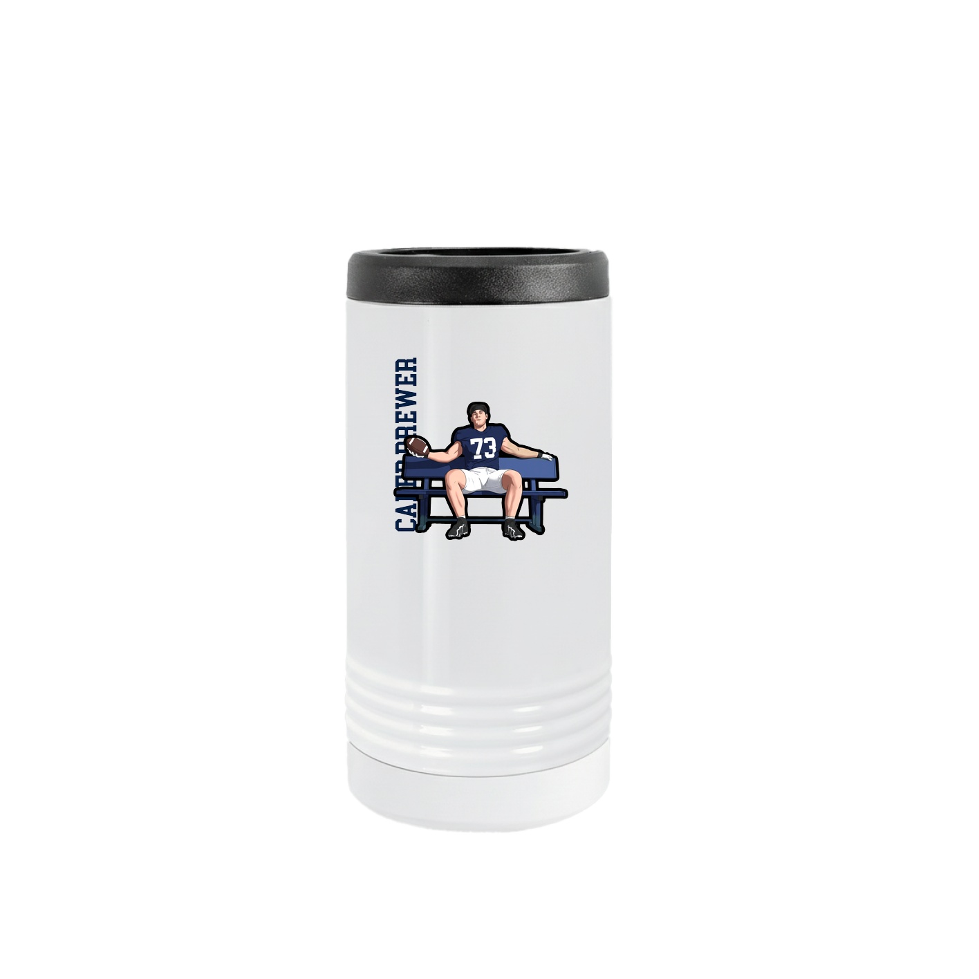 Slim Beverage Holder — Name Vertical in White