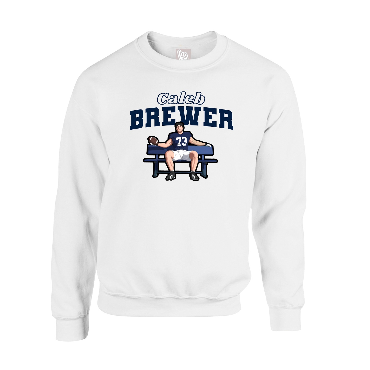 Fleece Crew — Name Arch in White