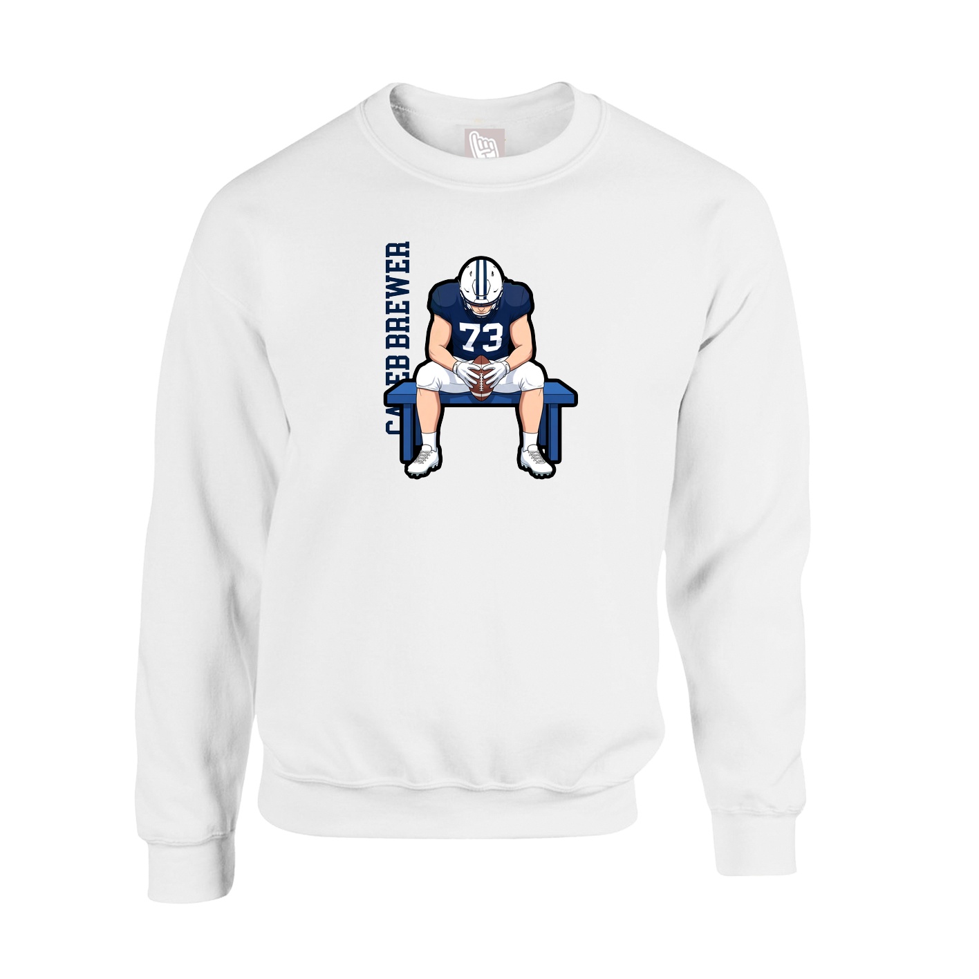 Fleece Crew — Name Vertical in White