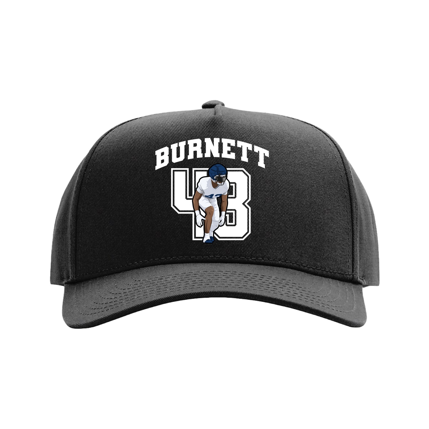 Full Fabric Five-Panel Champ Cap — Number in Black