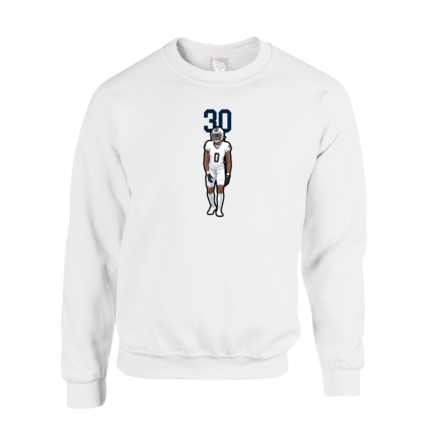 Fleece Crew — Number Top in White