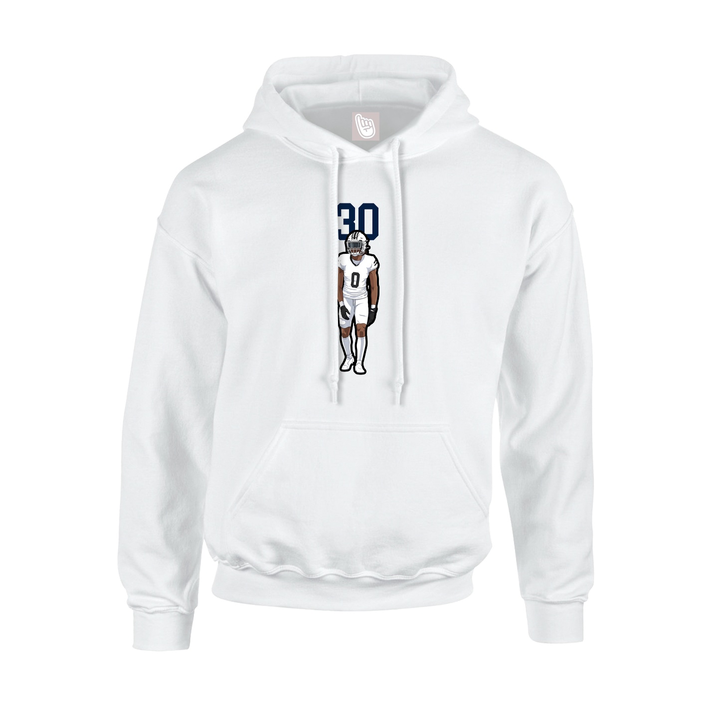 Youth Hoodie — Number Top in White