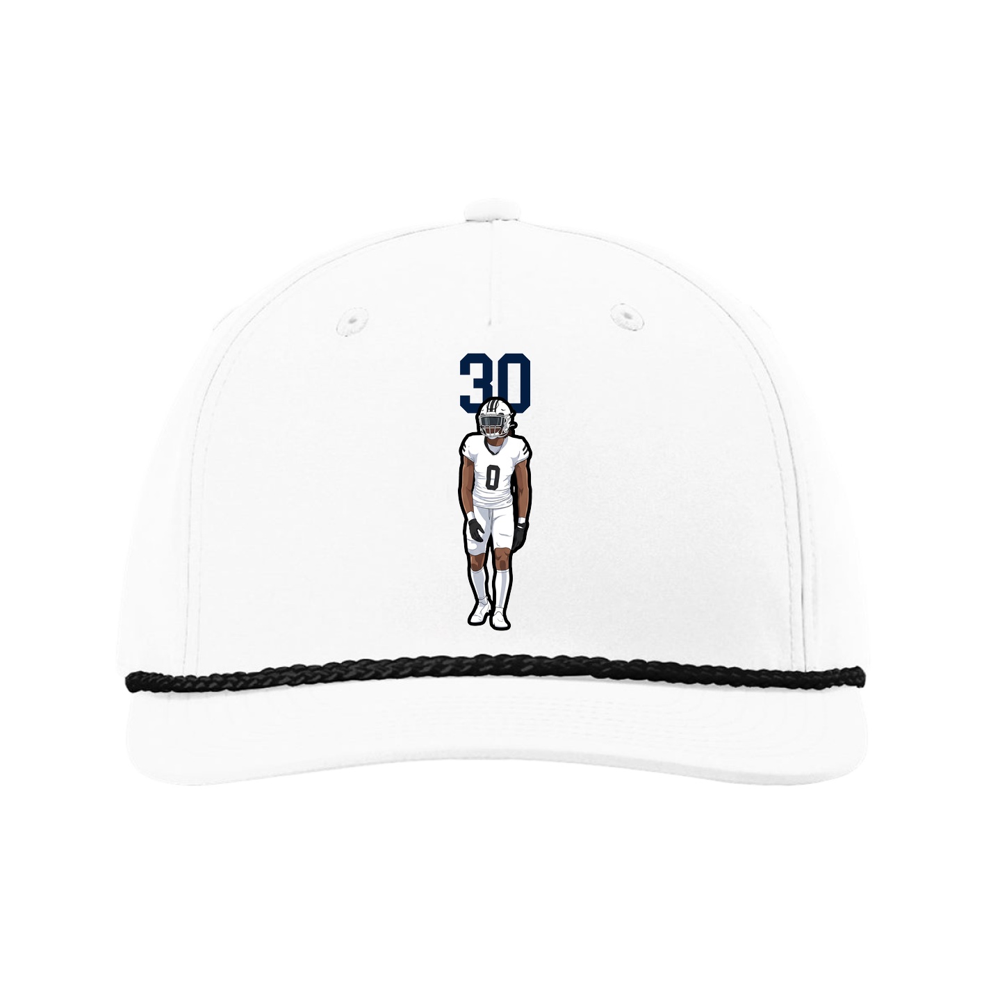 Five-Panel Classic Rope Cap — Number Top in White