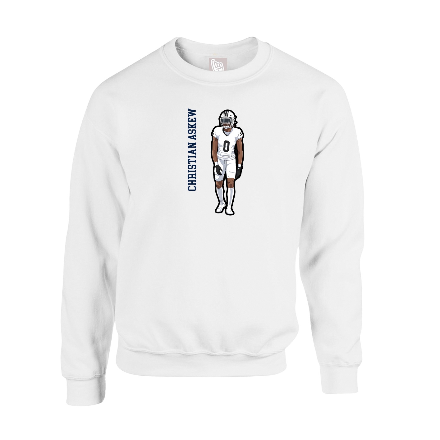 Fleece Crew — Name Vertical in White