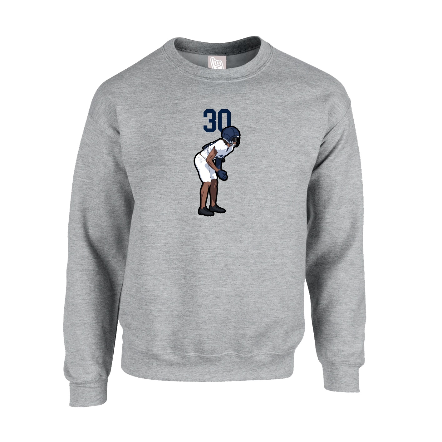 Fleece Crew — Number Top in Grey