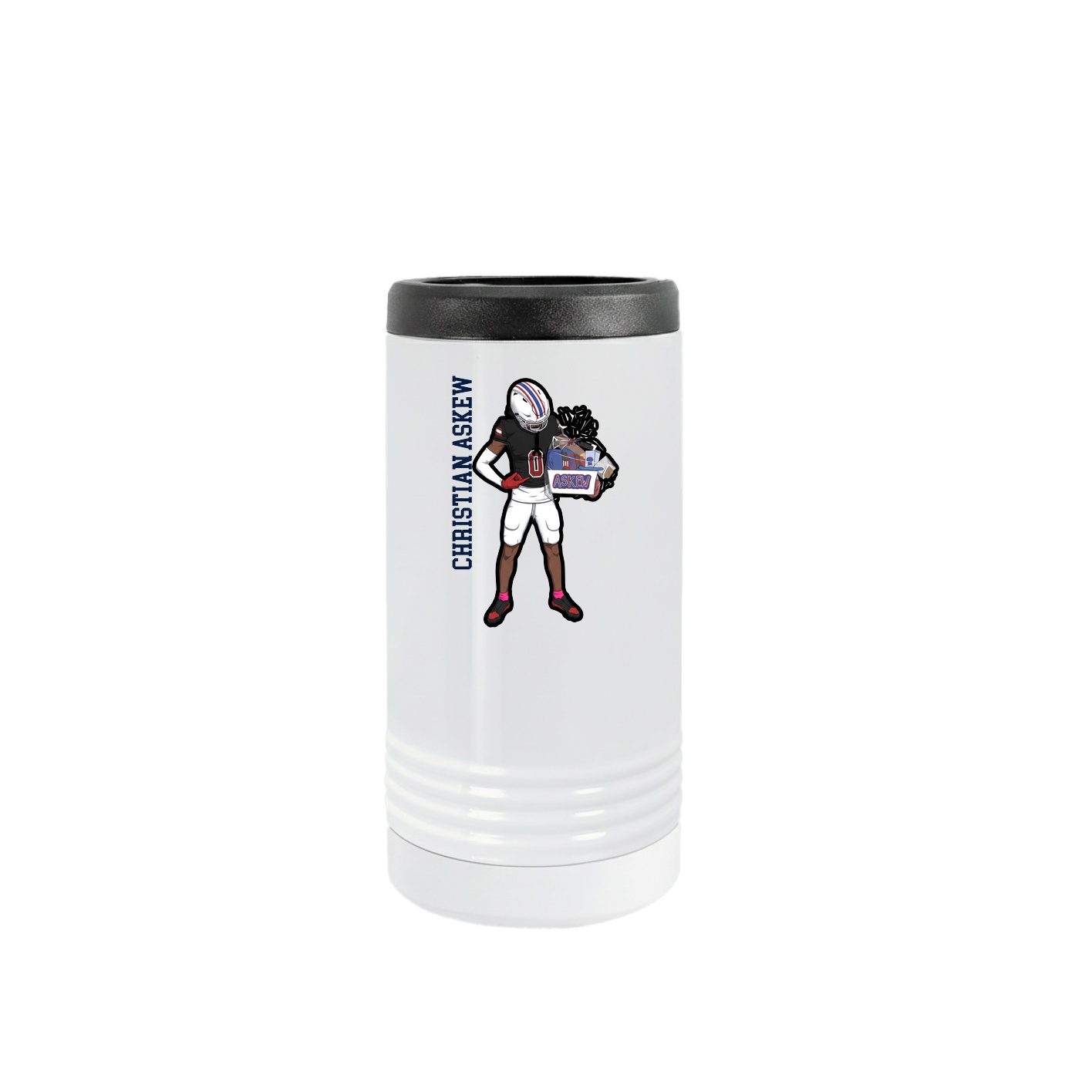 Slim Beverage Holder — Name Vertical in White