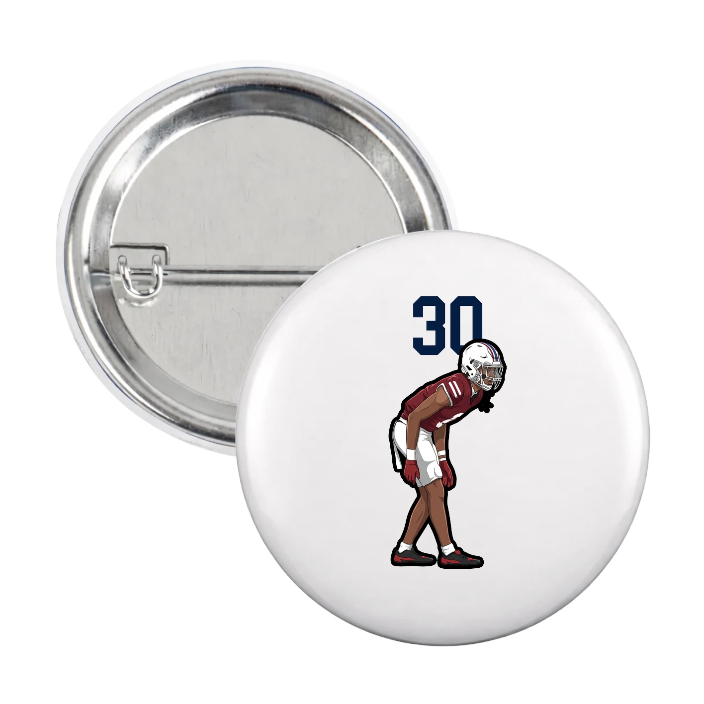 Game Day Button — Number Top in White