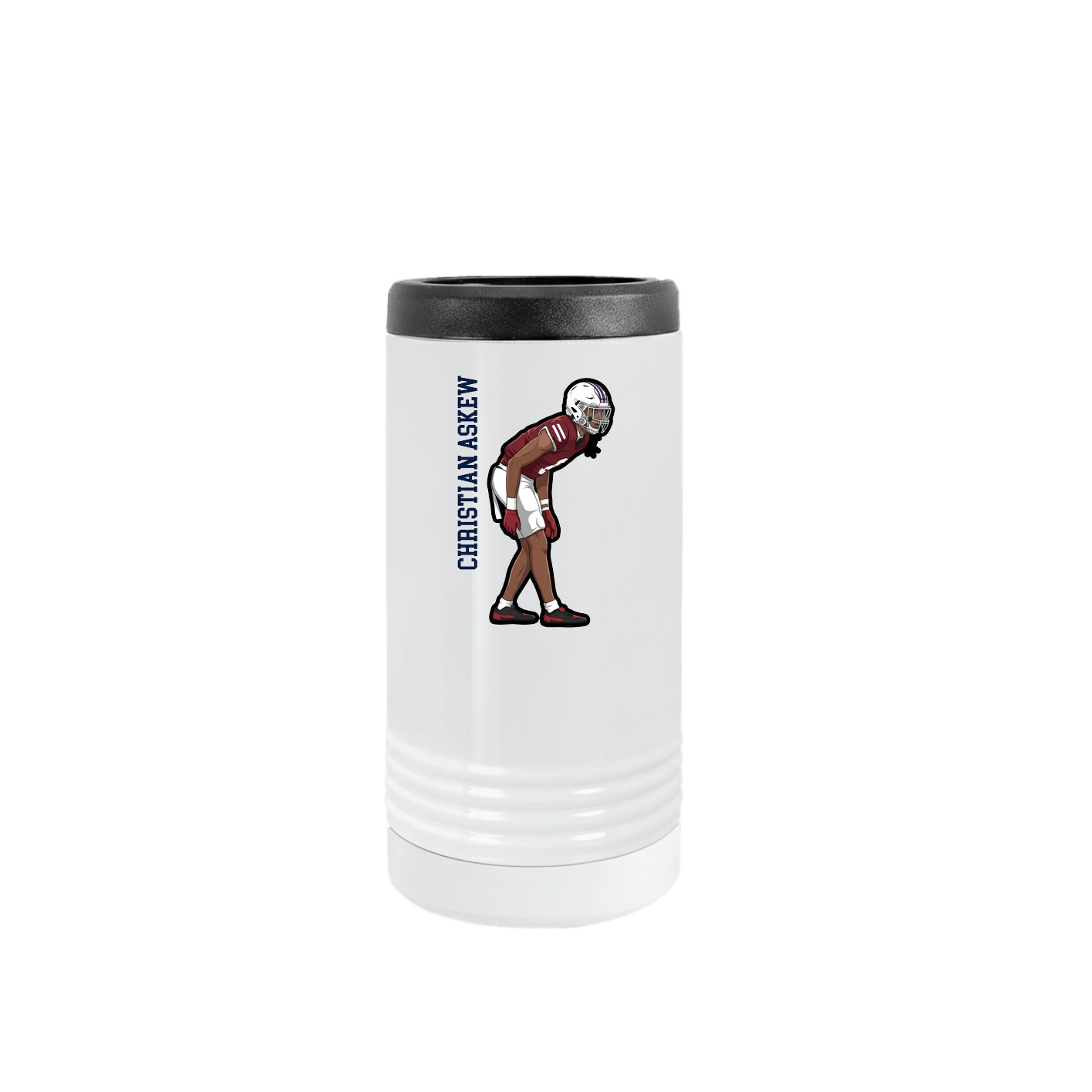 Slim Beverage Holder — Name Vertical in White