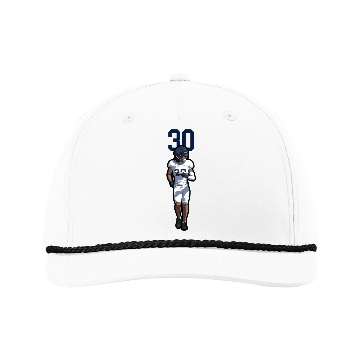 Five-Panel Classic Rope Cap — Number Top in White