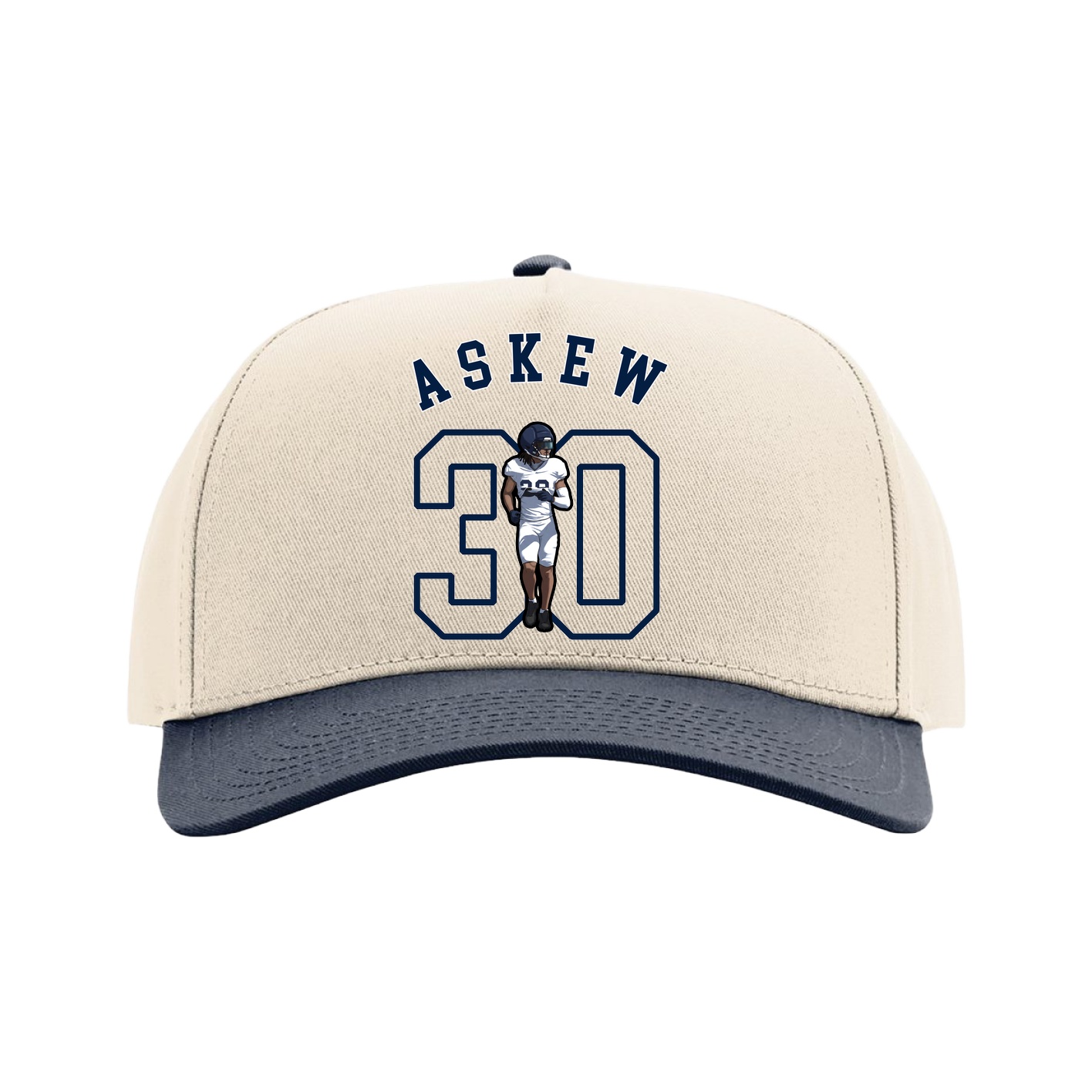 Full Fabric Five-Panel Champ Cap — Shirsey Arch in Cream/Navy