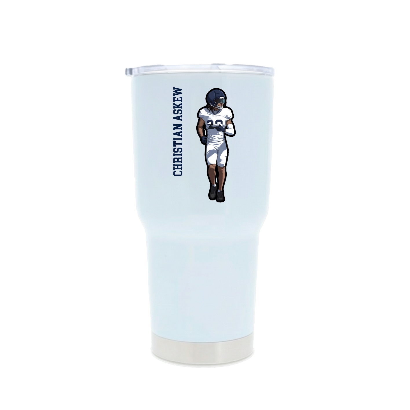 30oz Stainless Steel Tumbler — Name Vertical in White
