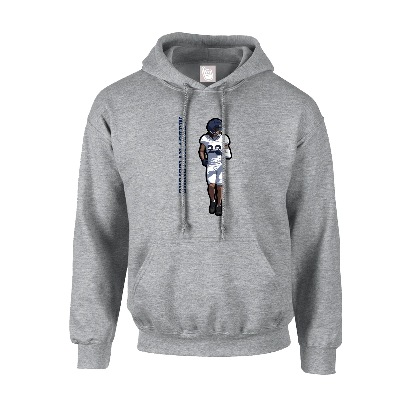 Youth Hoodie — Name Vertical in Grey
