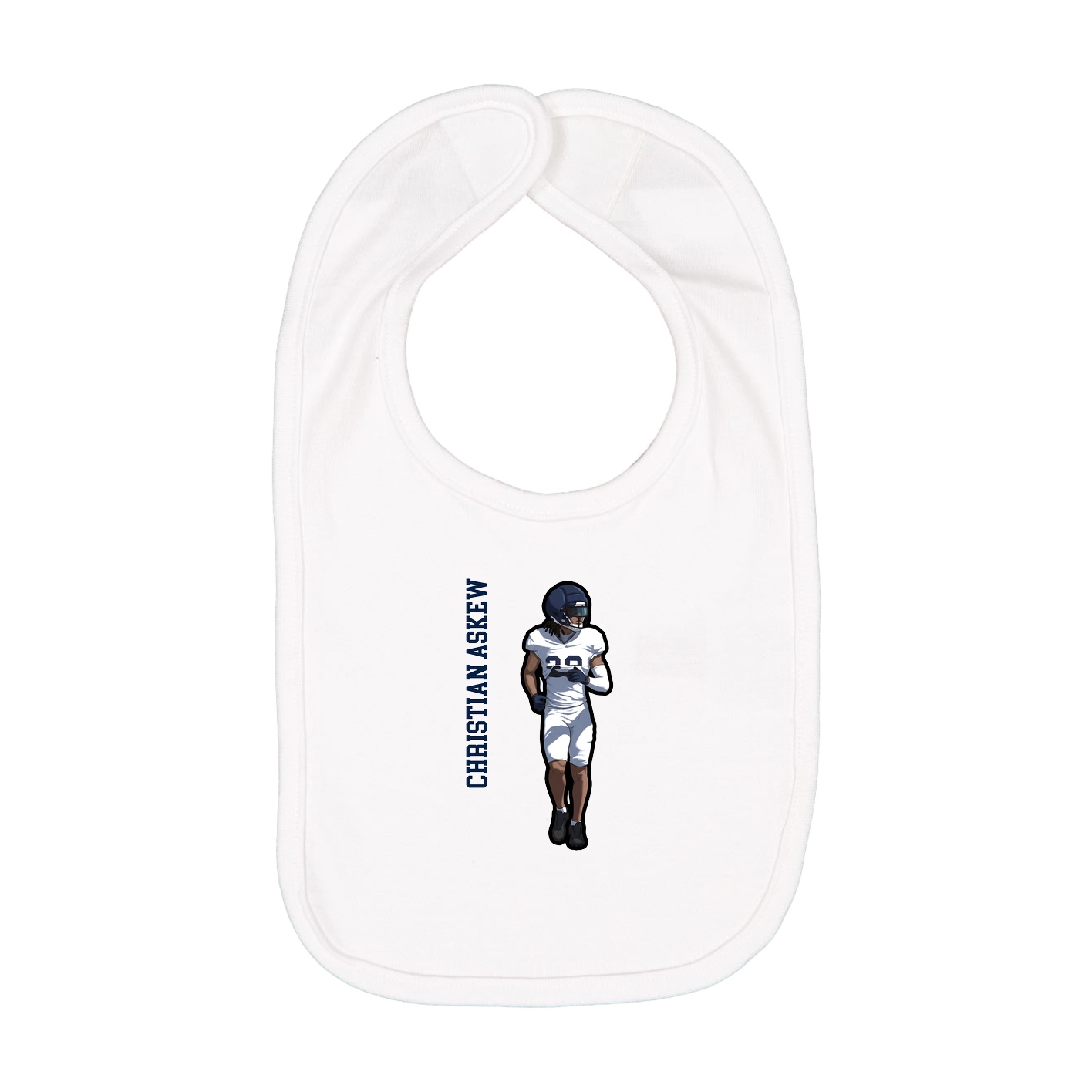Infant Bib — Name Vertical in White