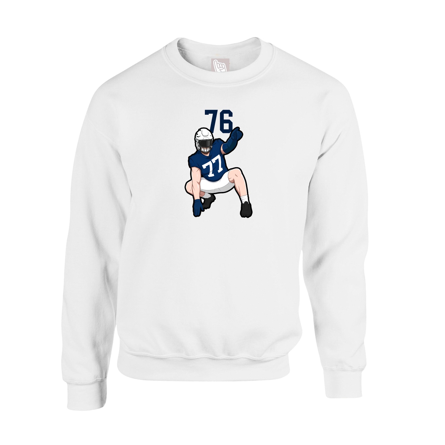 Fleece Crew — Number Top in White