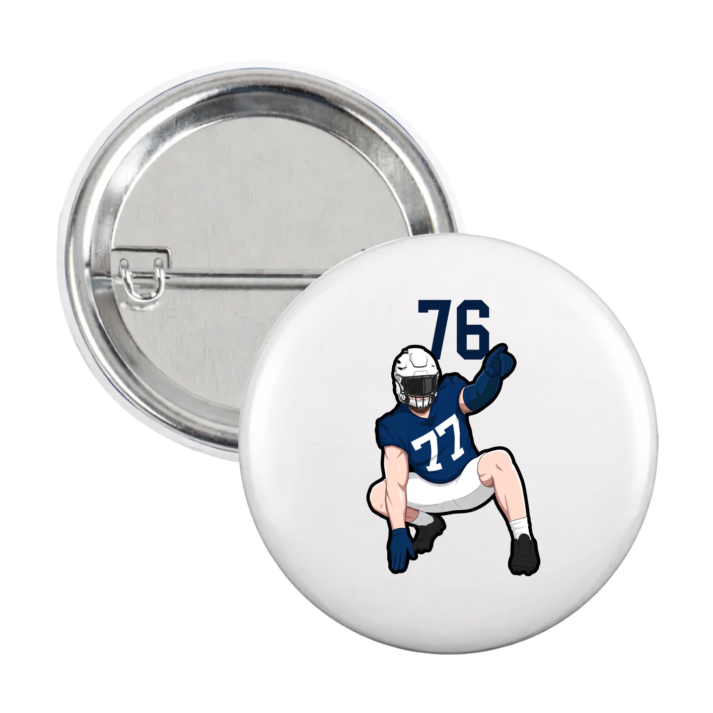 Game Day Button — Number Top in White