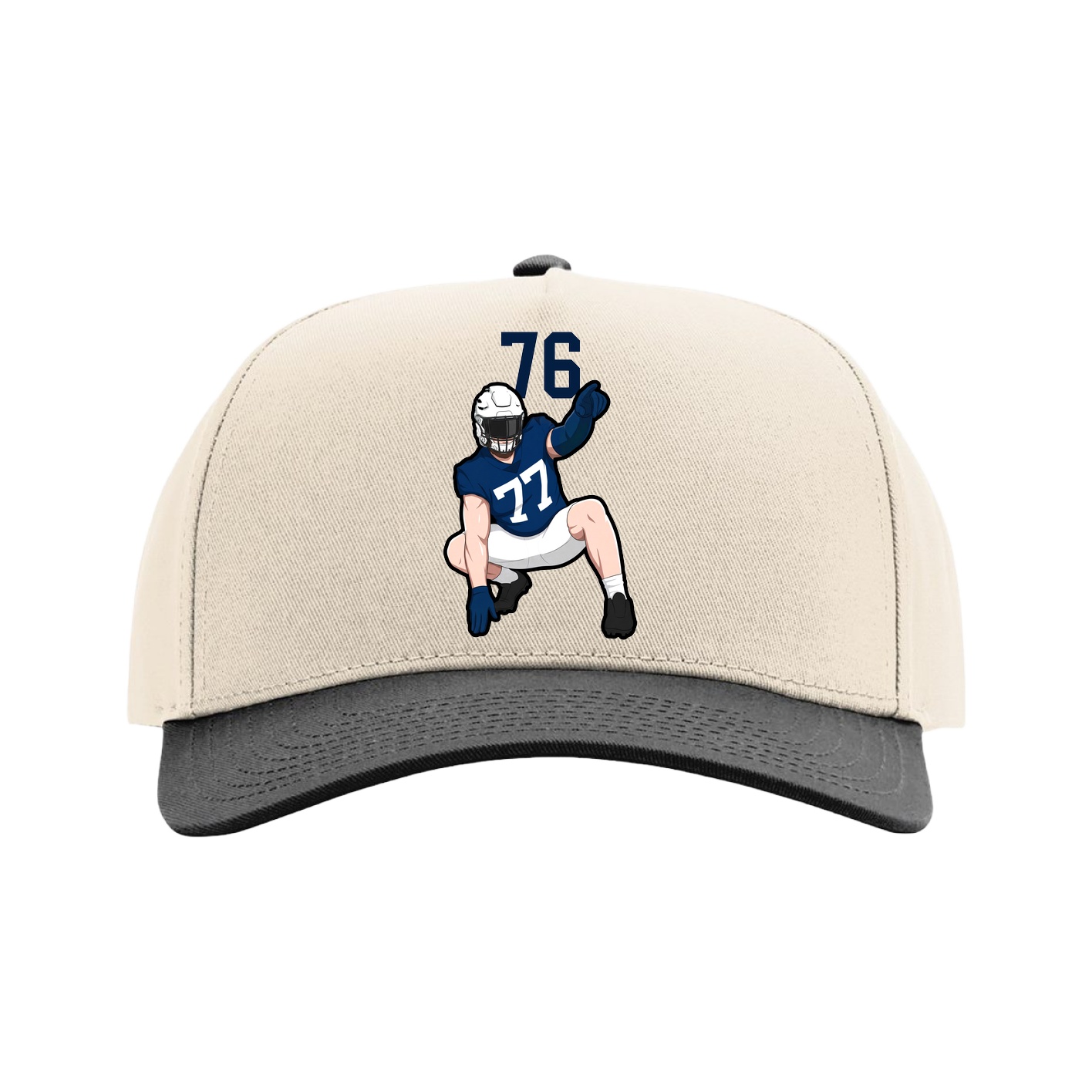 Full Fabric Five-Panel Champ Cap — Number Top in Cream/Black