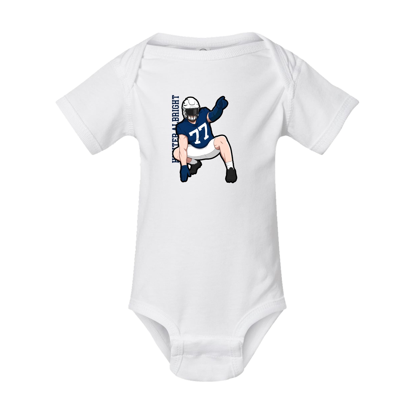 Baby Onesie — Name Vertical in White