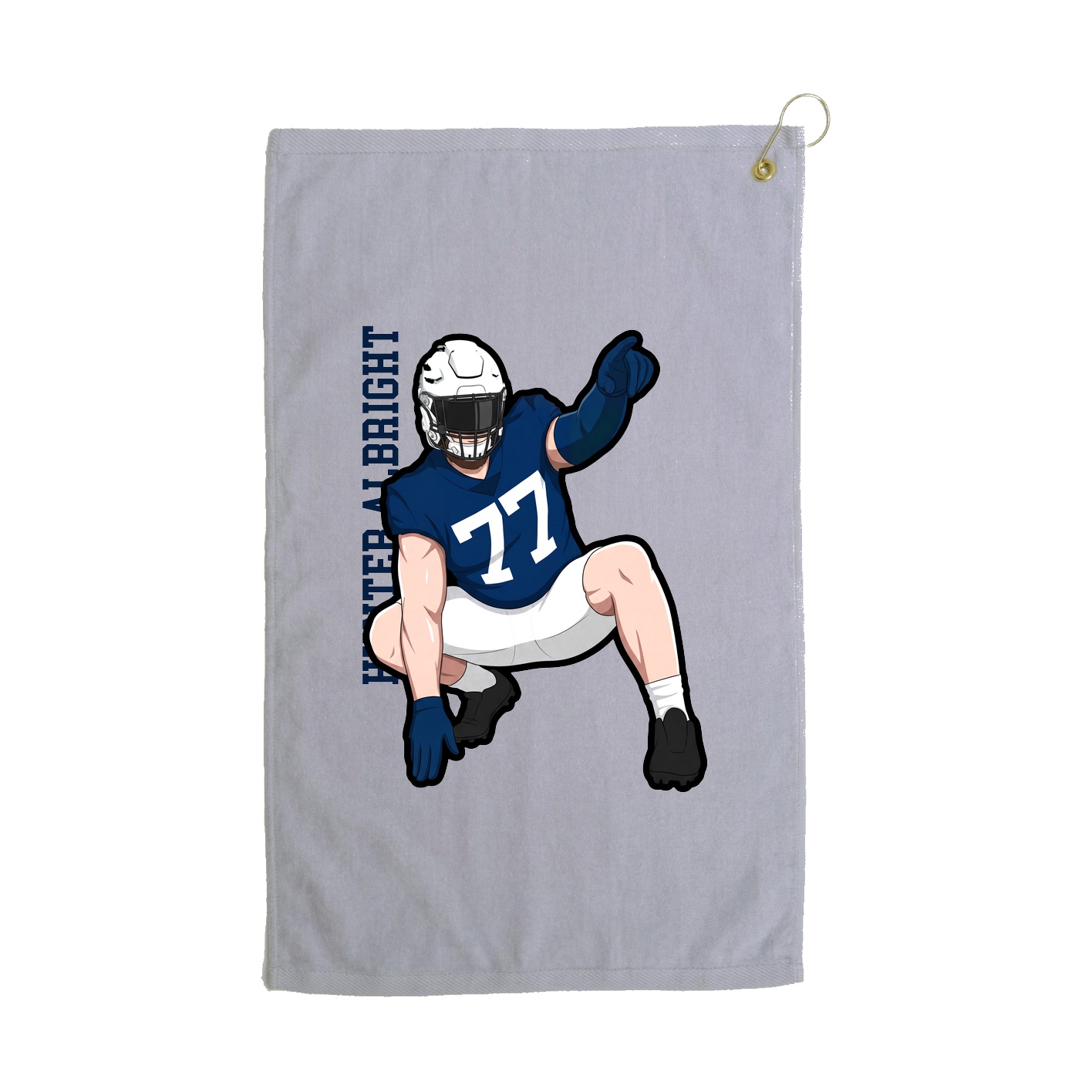 Golf Towel — Name Vertical in Grey