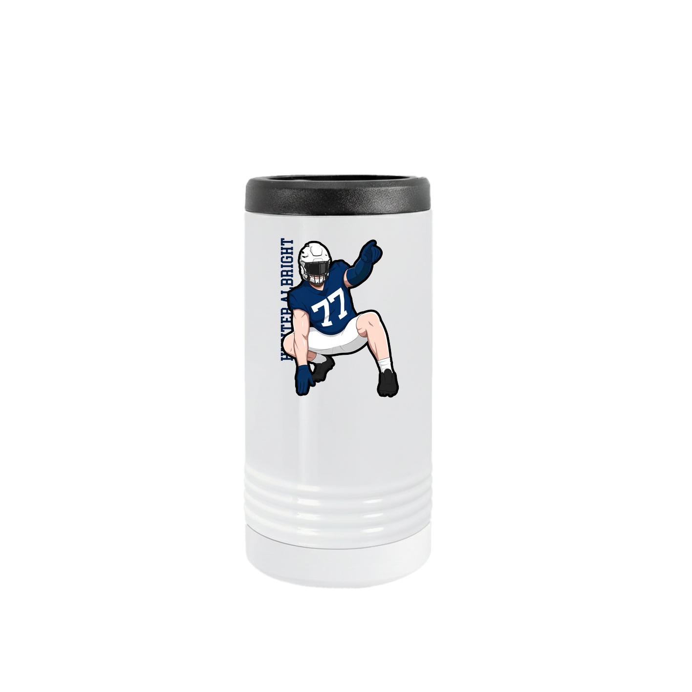 Slim Beverage Holder — Name Vertical in White