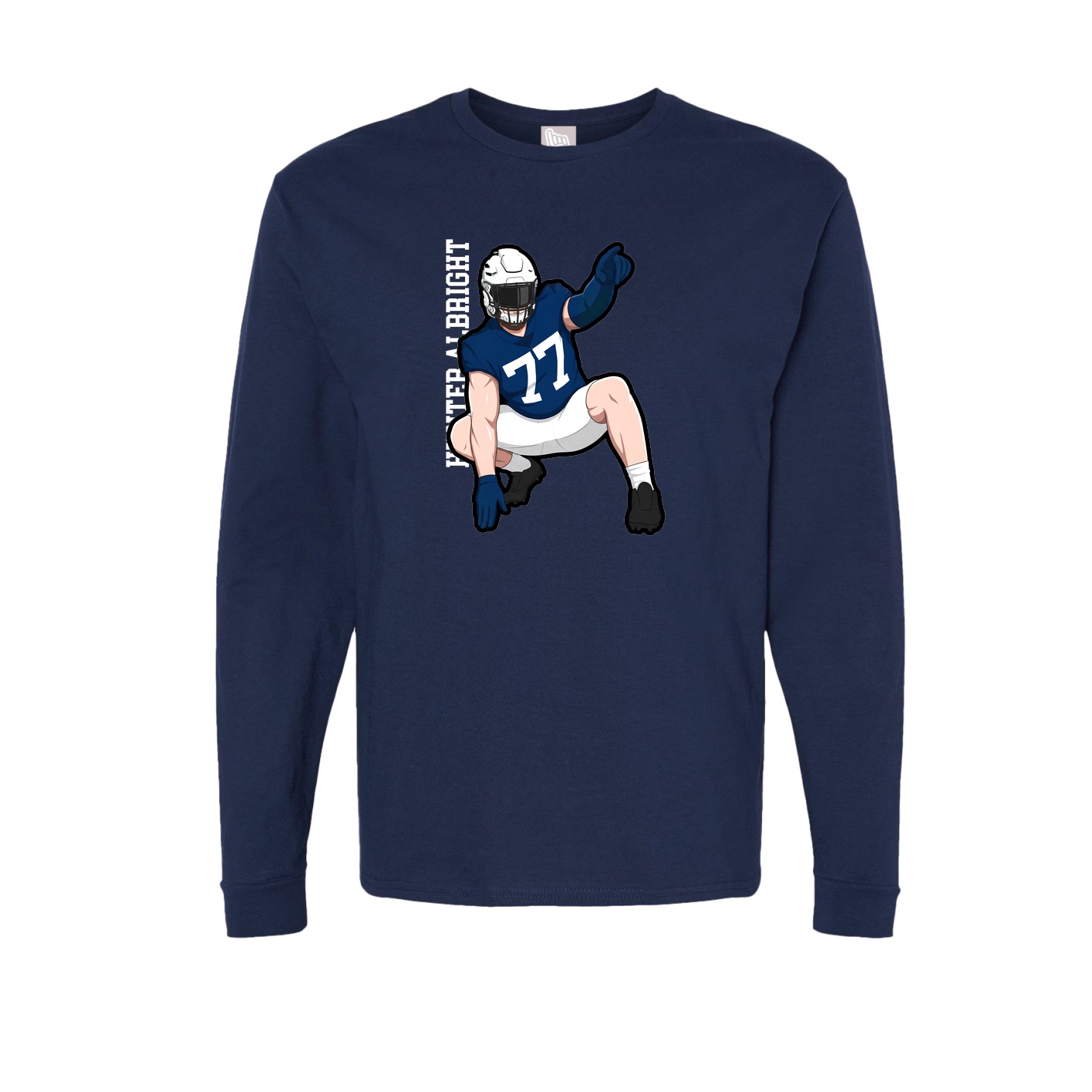 Long Sleeve Tee — Name Vertical in Navy
