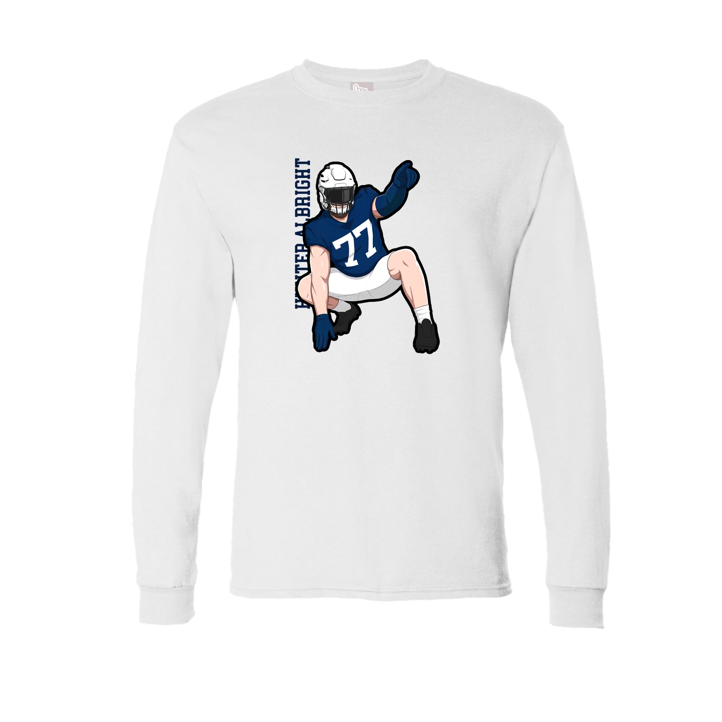 Long Sleeve Tee — Name Vertical in White