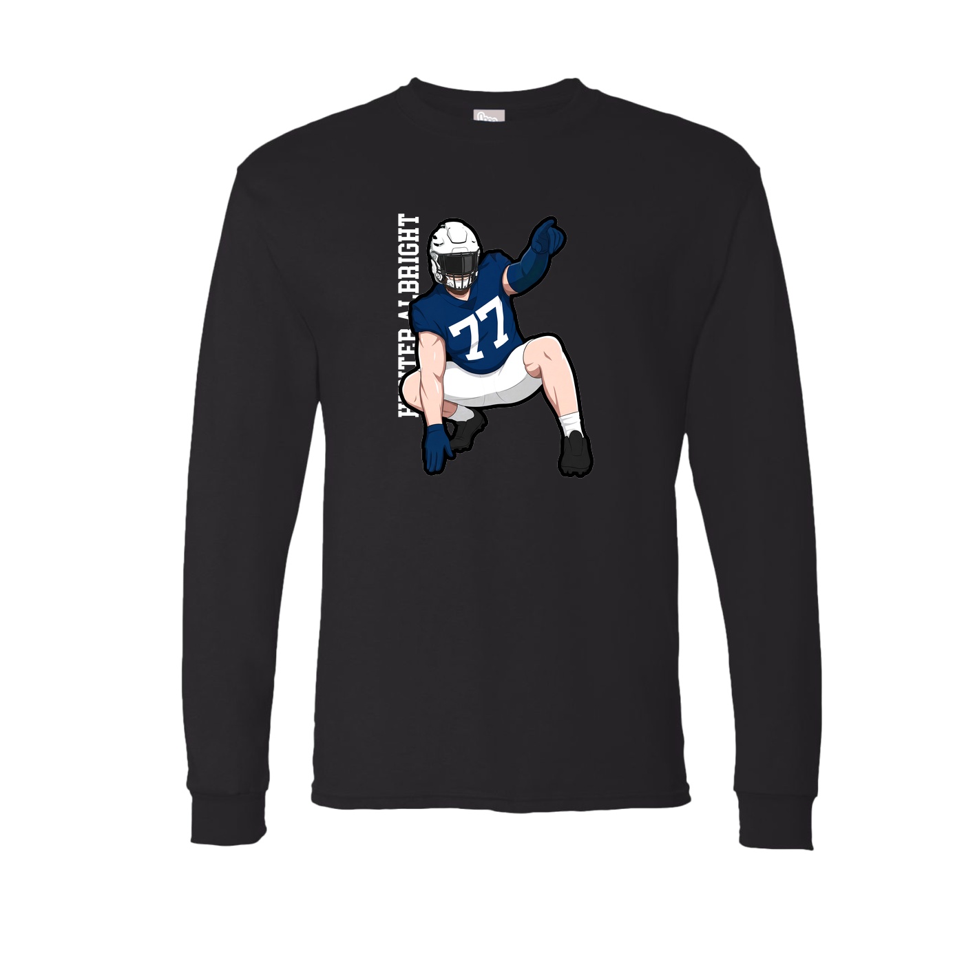 Long Sleeve Tee — Name Vertical in Black