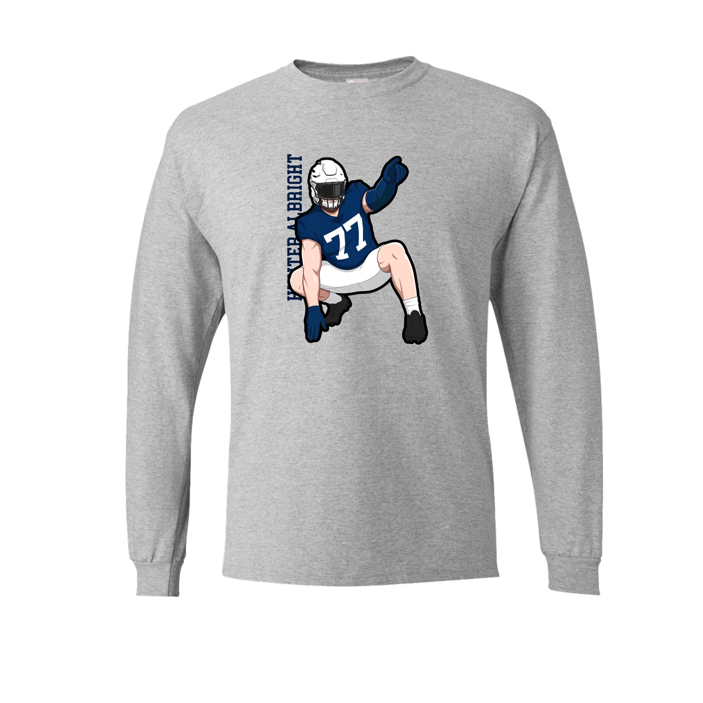 Long Sleeve Tee — Name Vertical in Grey