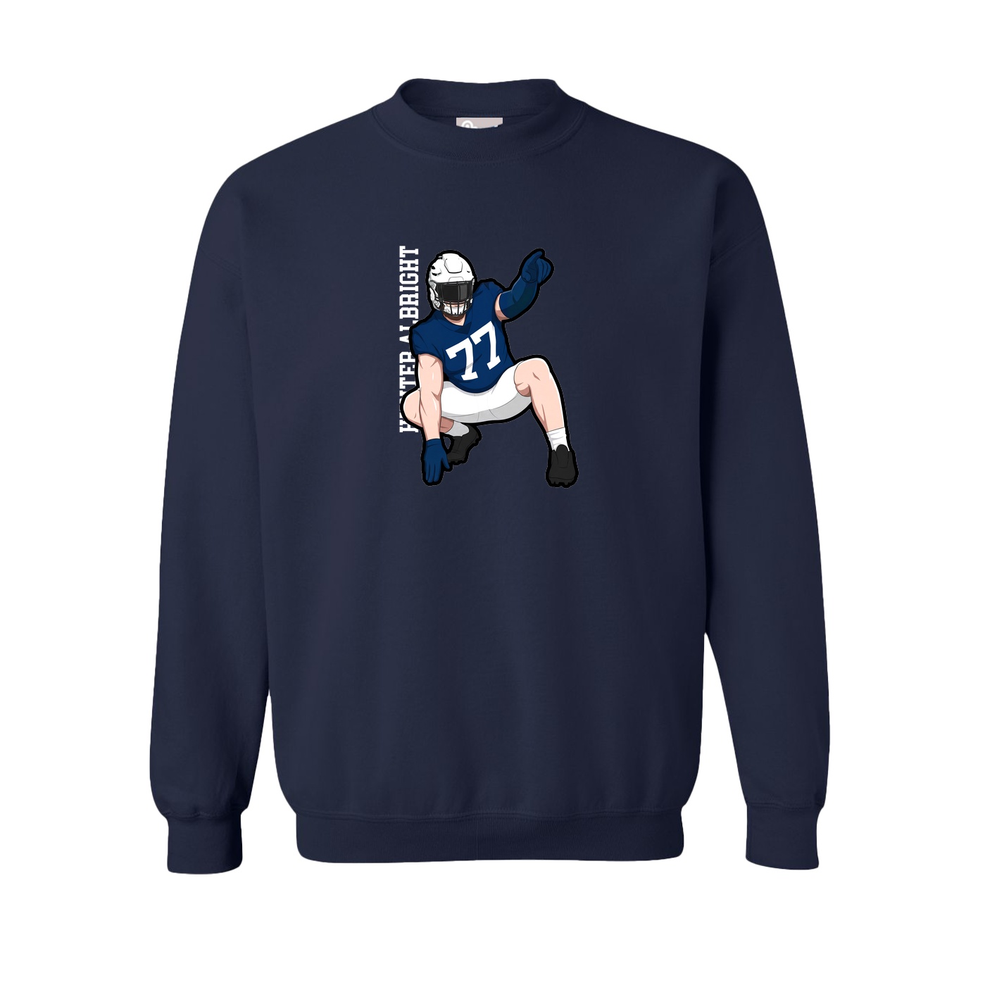 Fleece Crew — Name Vertical in Navy