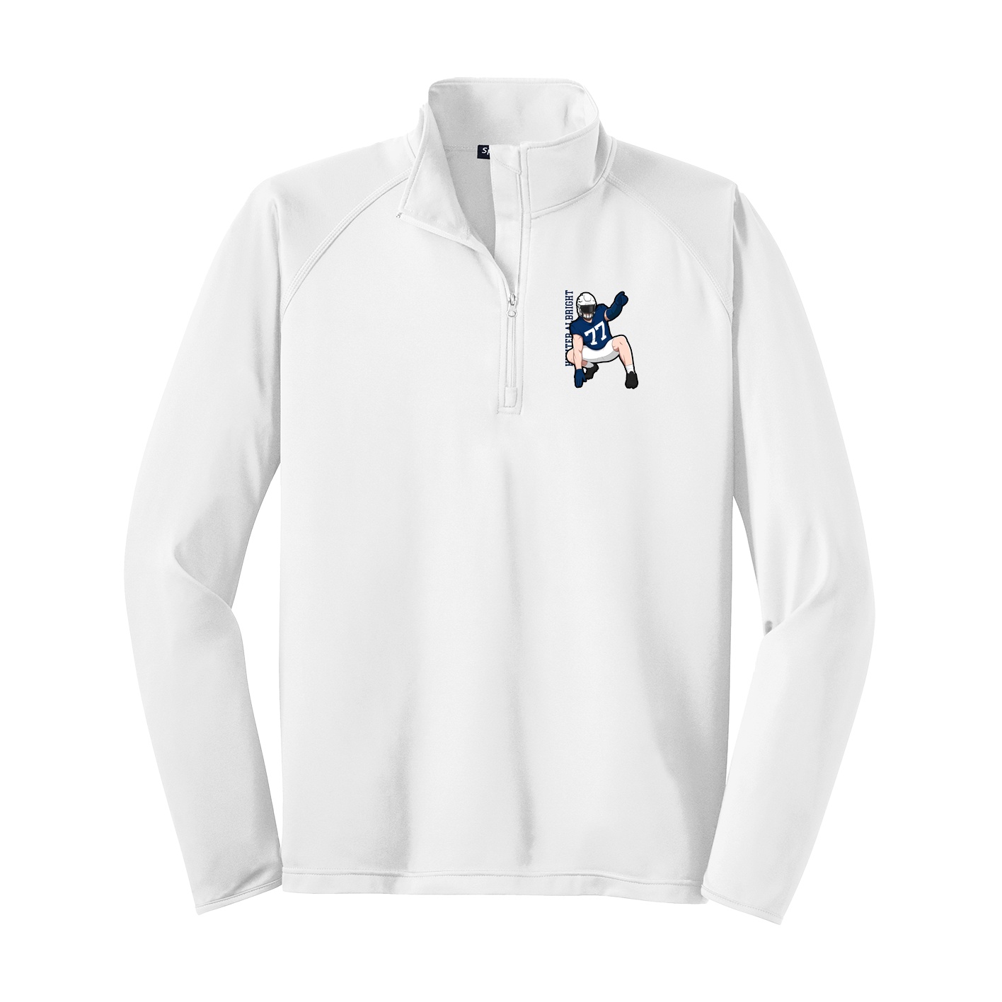 Q-Zip Pullover — Name Vertical in White