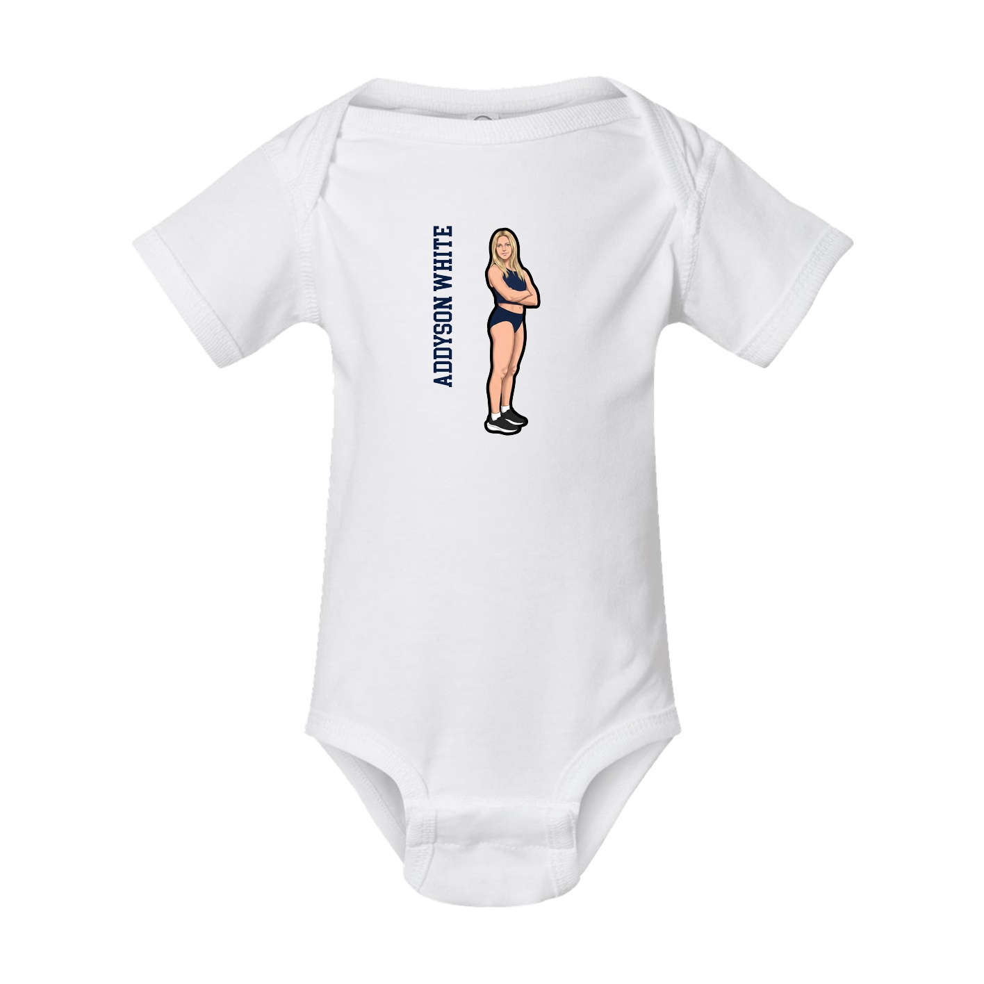 Baby Onesie — Name Vertical in White