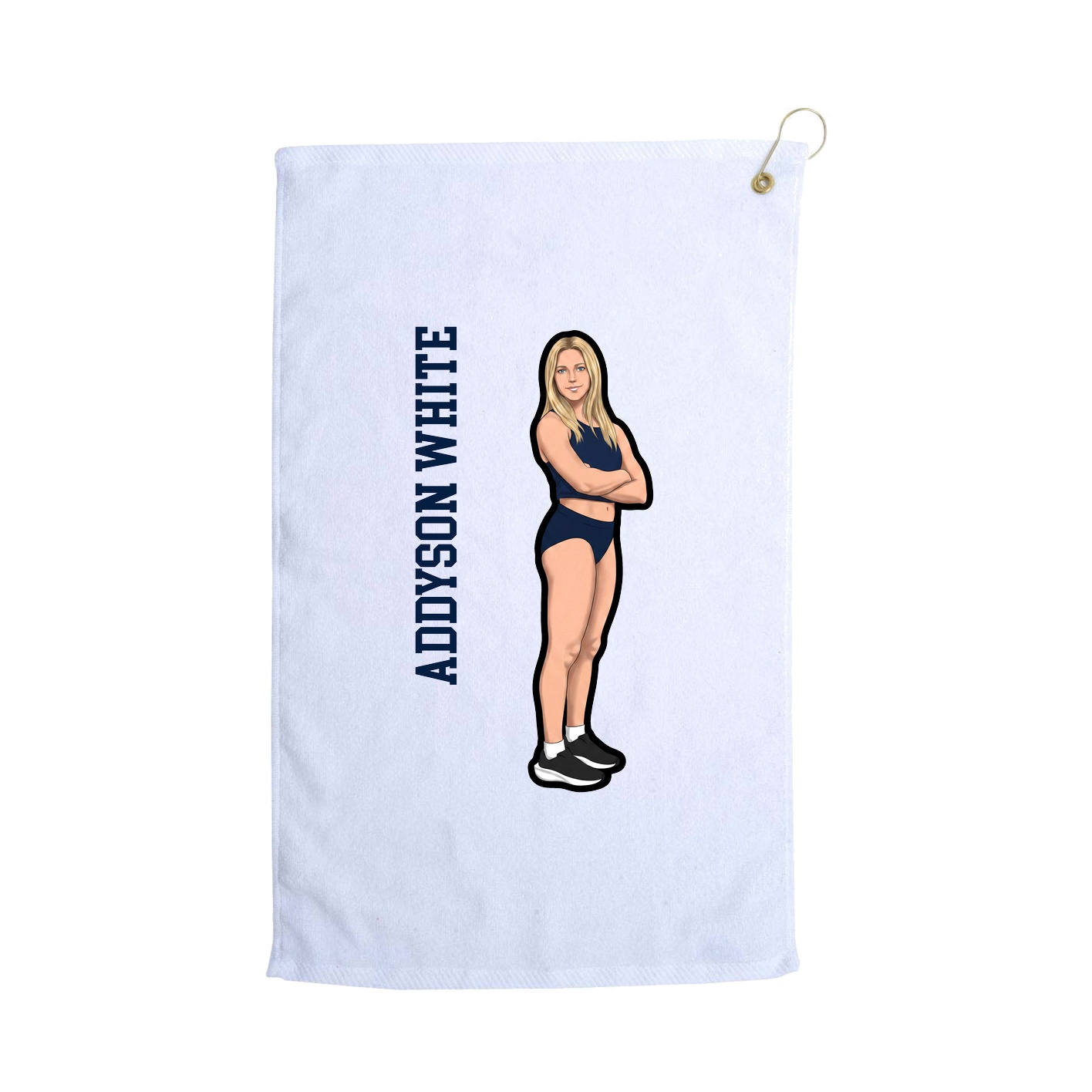 Golf Towel — Name Vertical in White