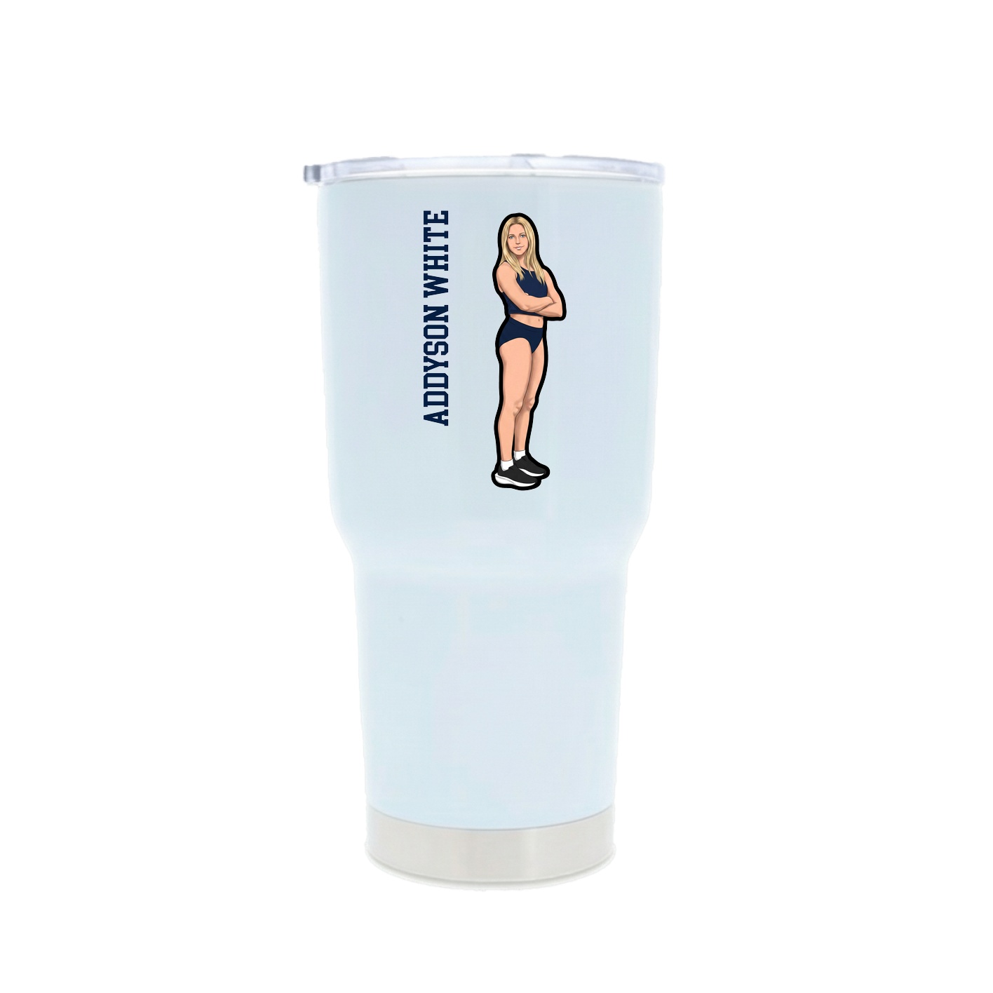 30oz Stainless Steel Tumbler — Name Vertical in White