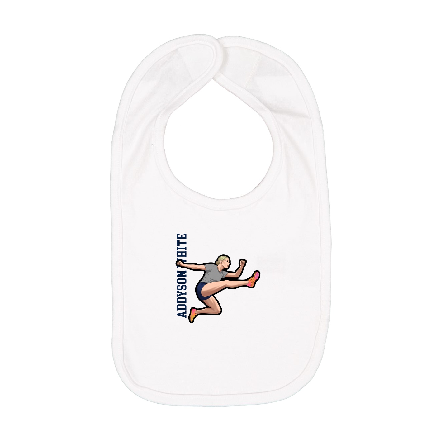 Infant Bib — Name Vertical in White