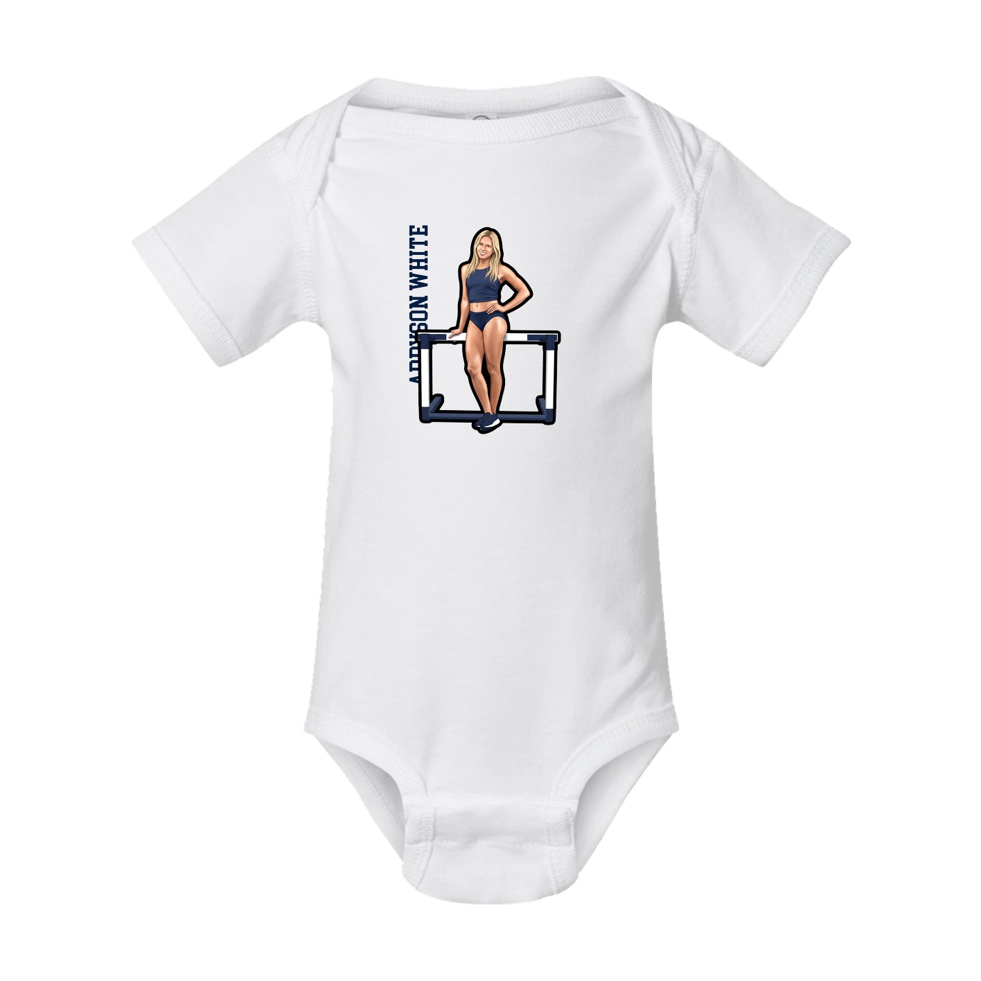 Baby Onesie — Name Vertical in White