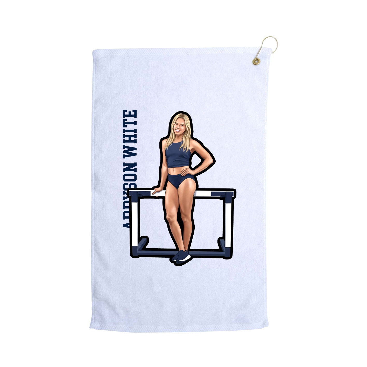 Golf Towel — Name Vertical in White