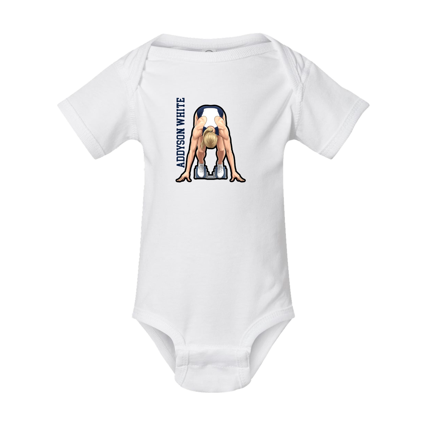 Baby Onesie — Name Vertical in White