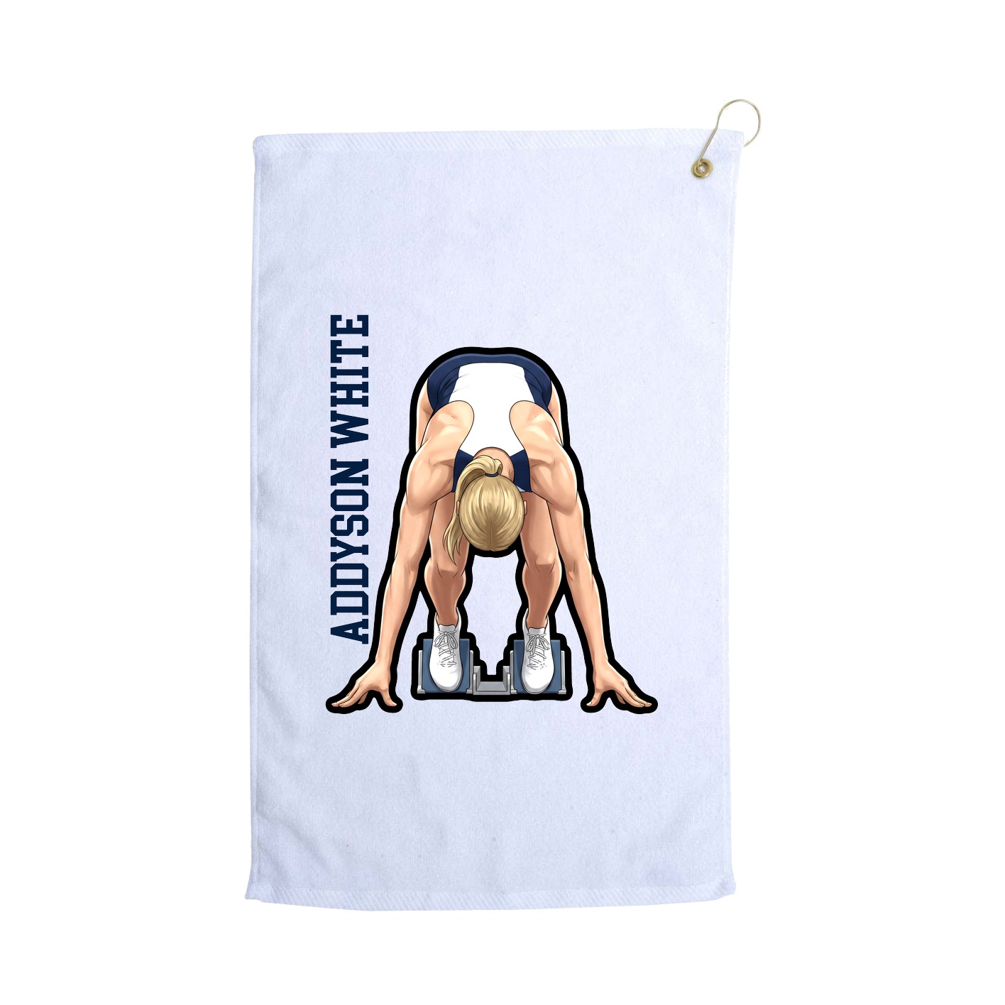 Golf Towel — Name Vertical in White