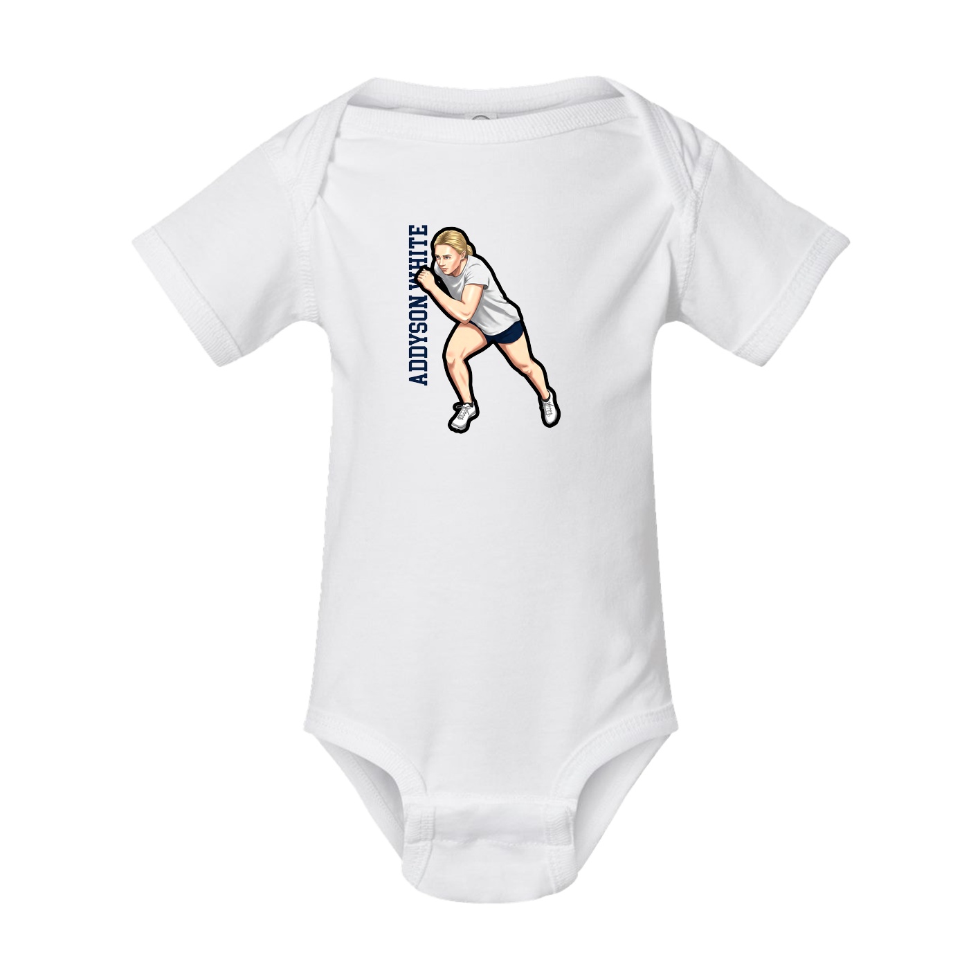 Baby Onesie — Name Vertical in White