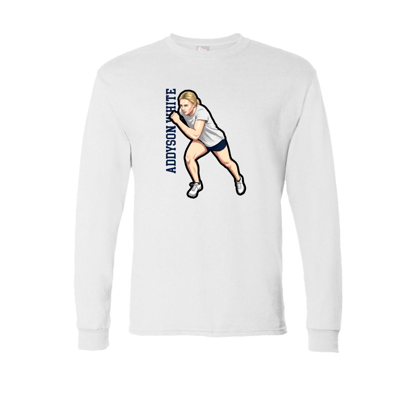 Long Sleeve Tee — Name Vertical in White