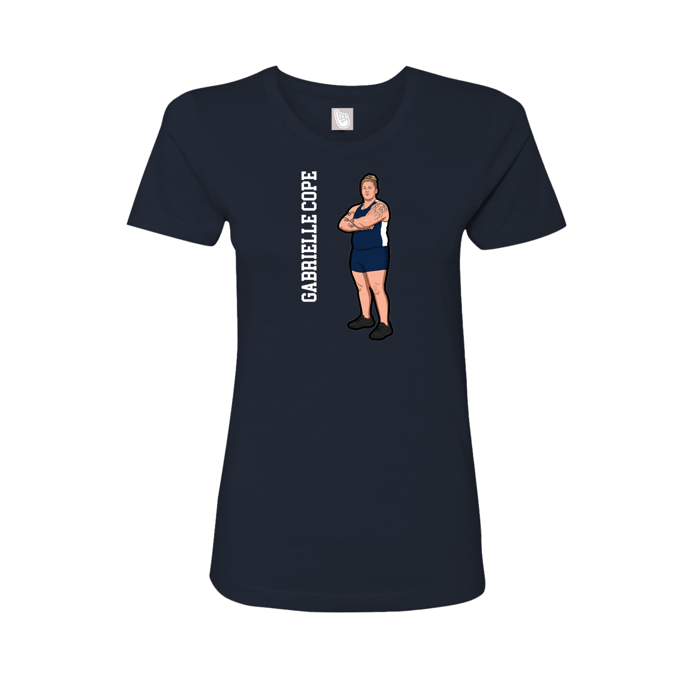 Womens Tee — Name Vertical in Navy