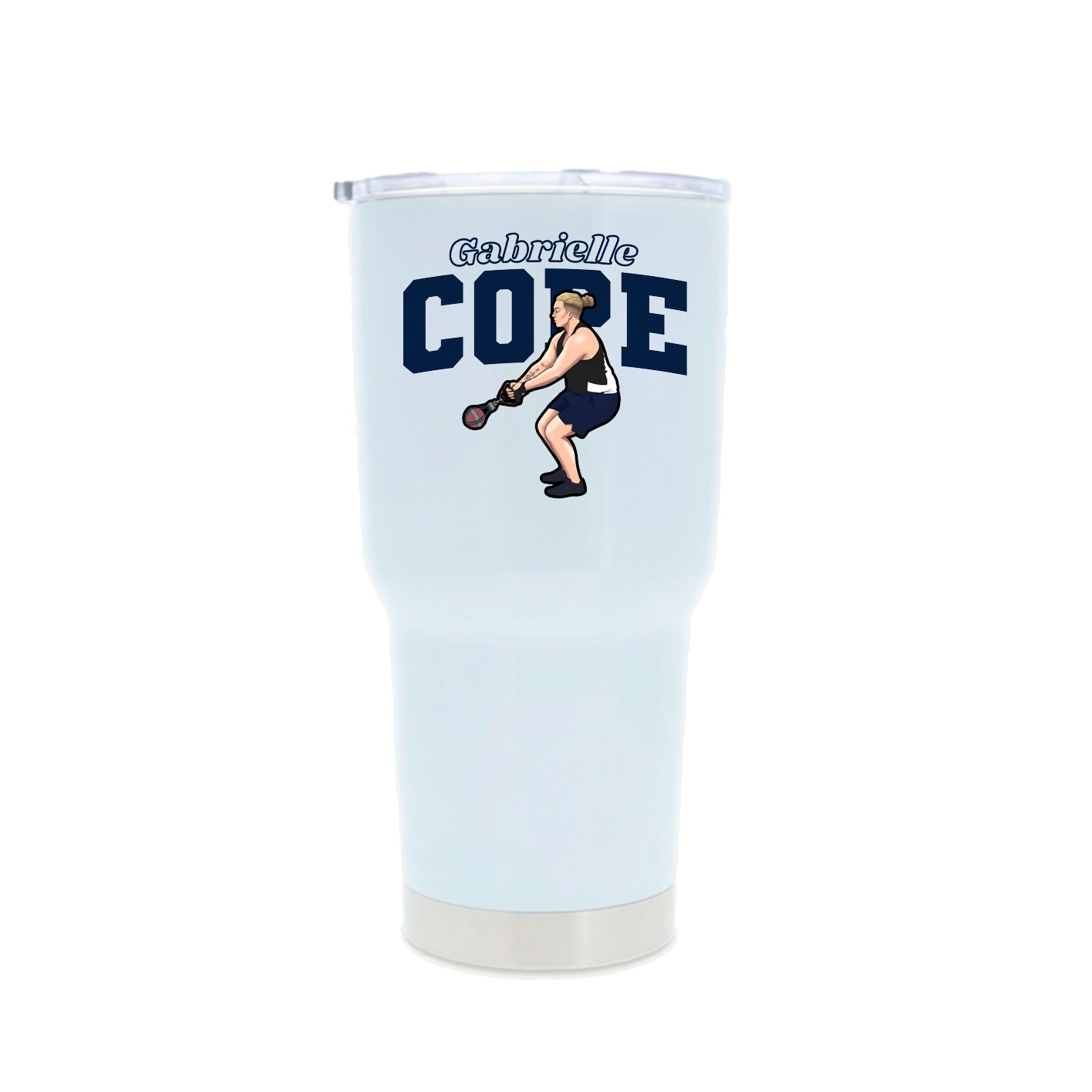 30oz Stainless Steel Tumbler — Name Arch in White