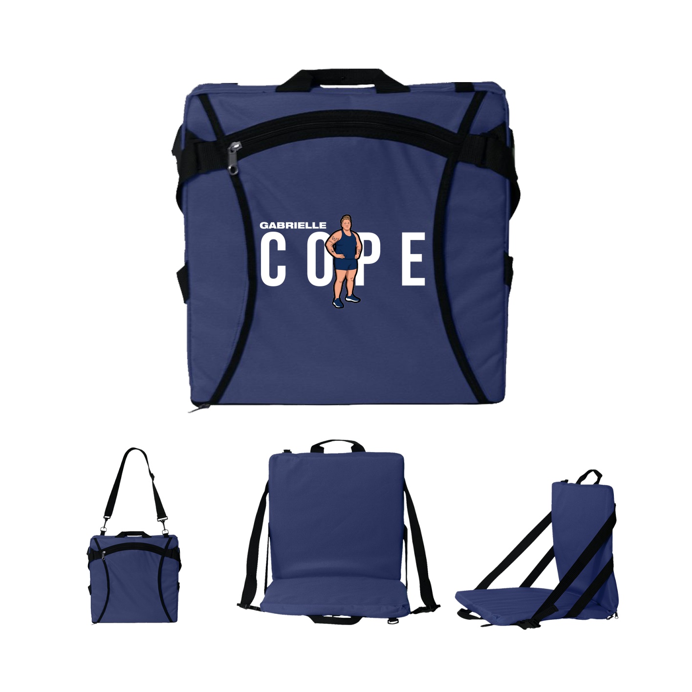 Folding Stadium Seat — Player Name in Navy
