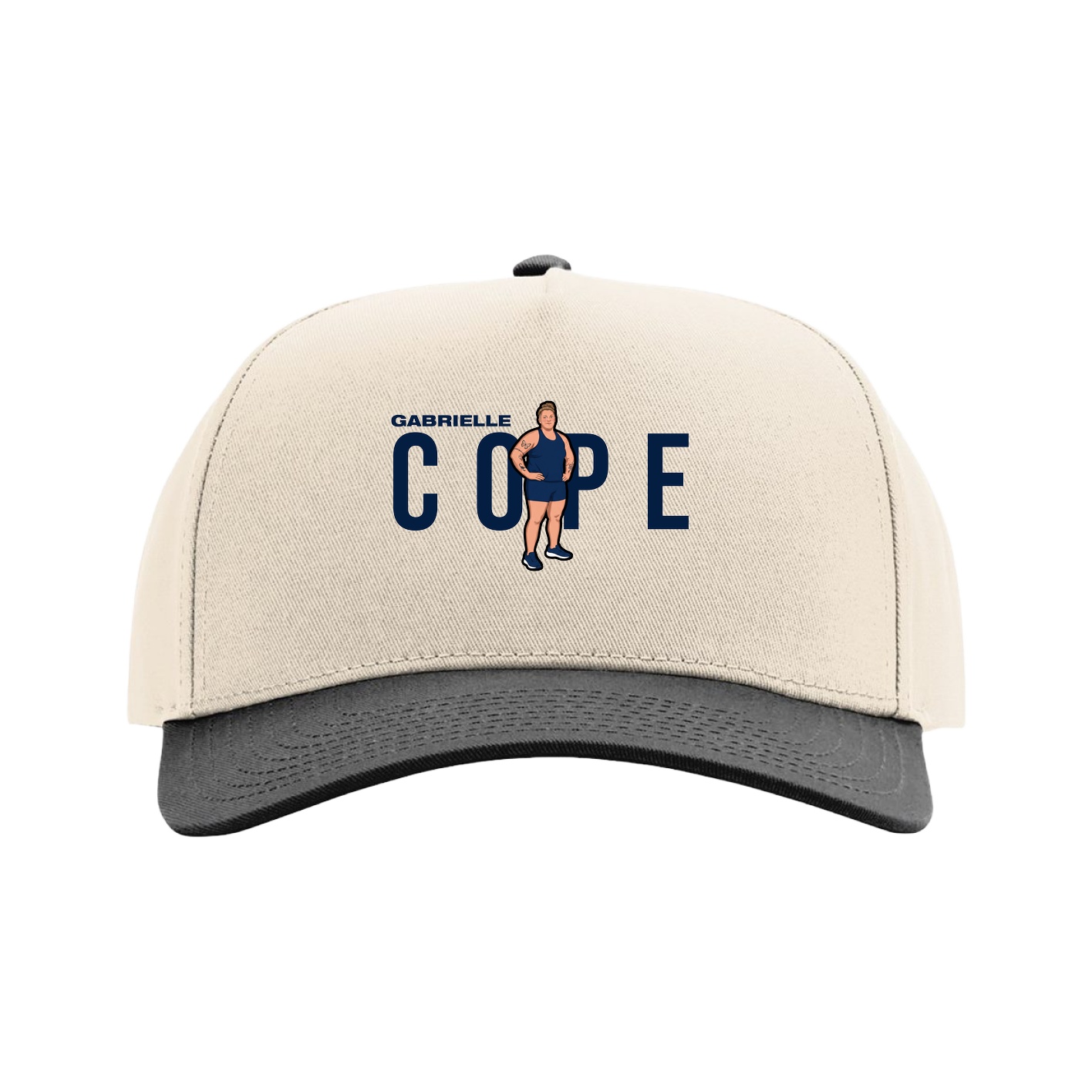Full Fabric Five-Panel Champ Cap — Player Name in Cream/Black