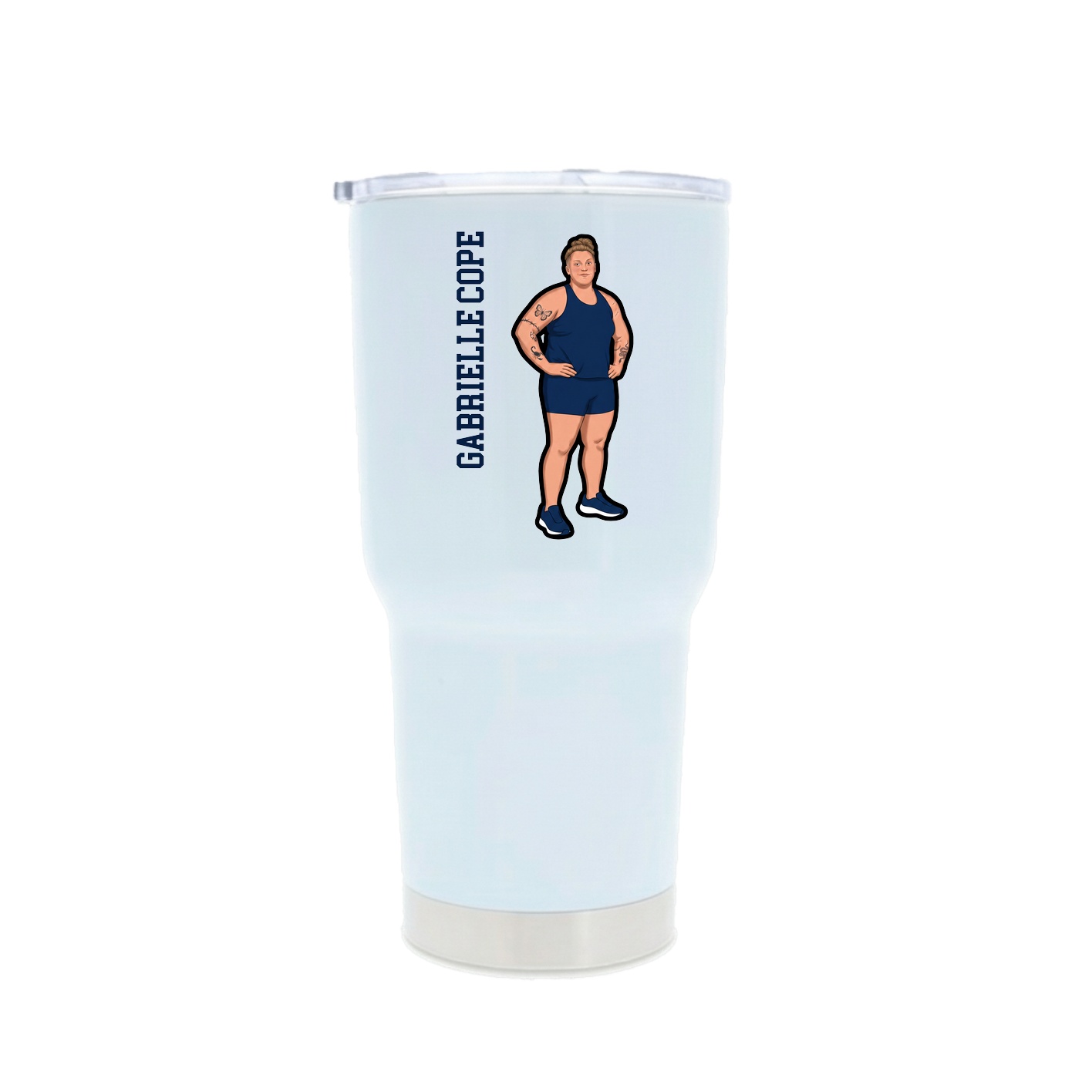 30oz Stainless Steel Tumbler — Name Vertical in White