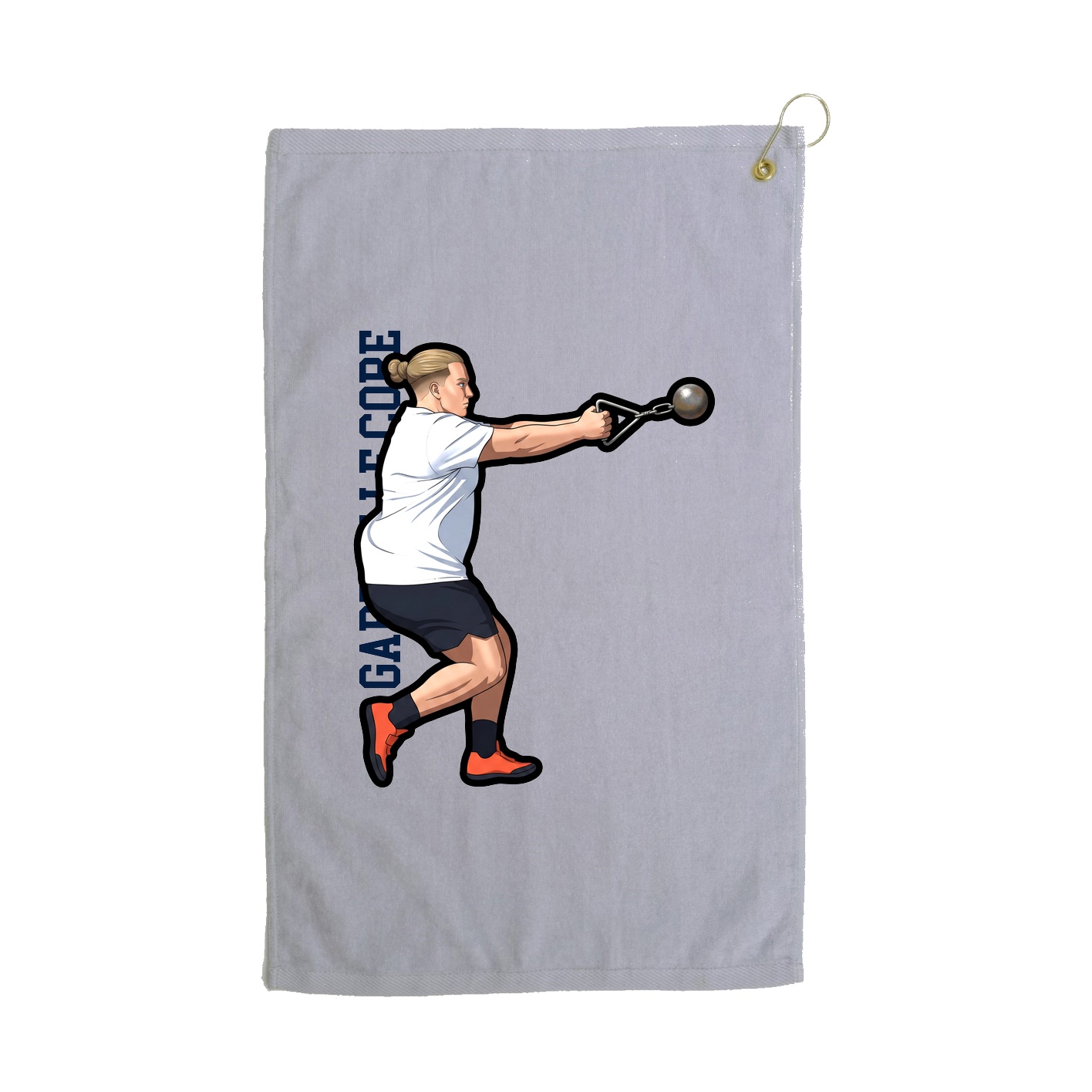 Golf Towel — Name Vertical in Grey