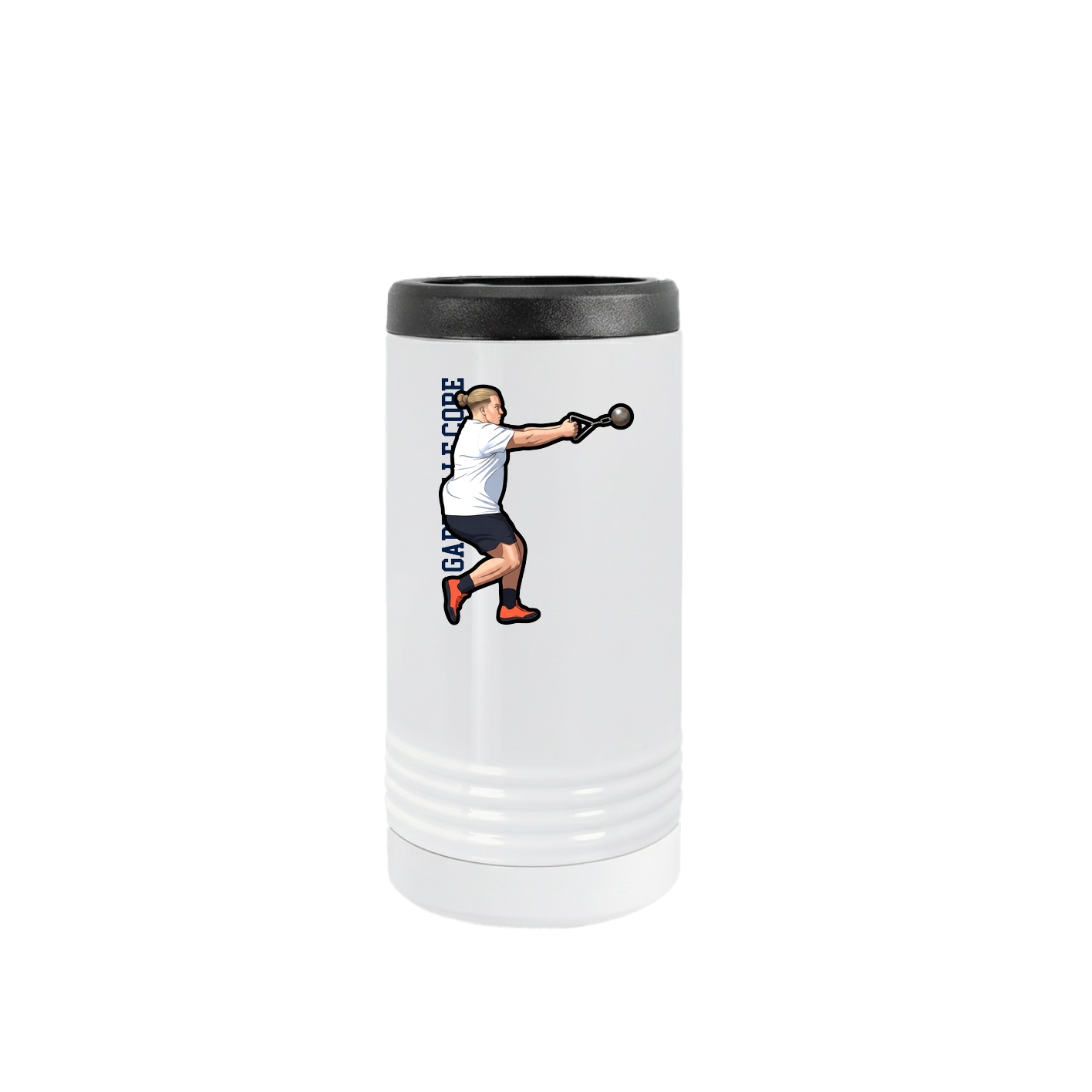 Slim Beverage Holder — Name Vertical in White